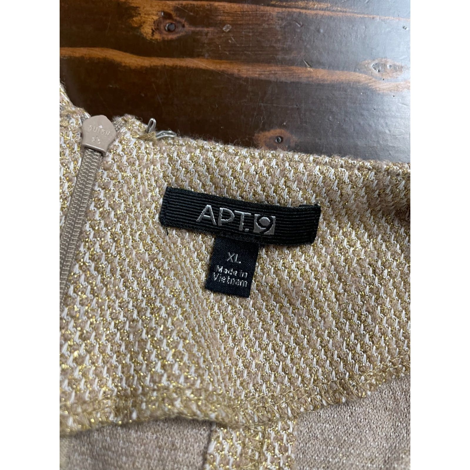 Apt. 9 Apt.9 Dress Women's XL Gold Metallic Sleeveless Above Knee, Round Neck, Pullover, Short, Polyester Spandex, Casual Size XL / US 12-14 / IT 48-50 - 3 Thumbnail