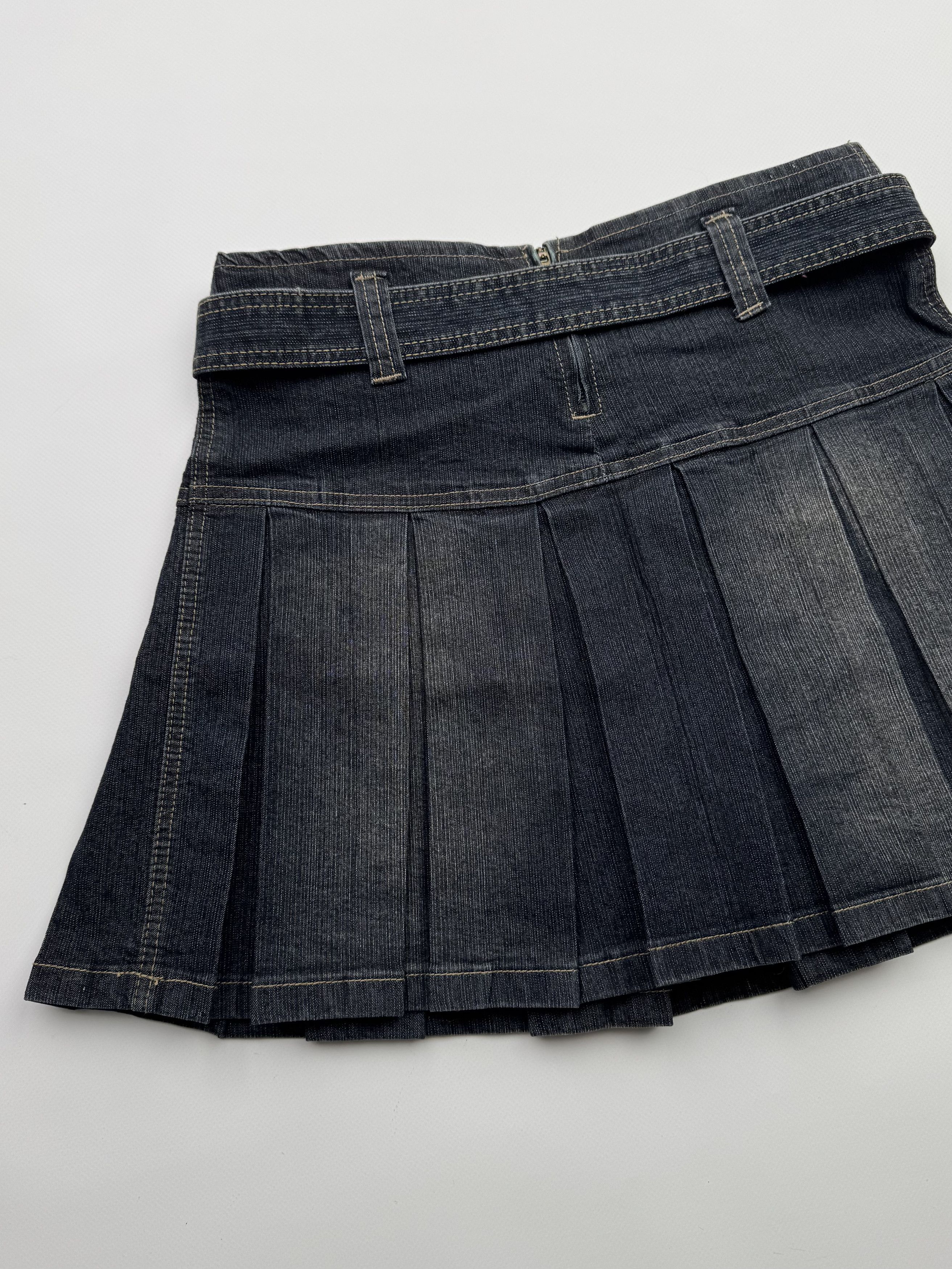 Japanese Brand Vintage Flare Faded Mini Skirt With Belt B192(V398)E2 Size 29" - 6 Thumbnail