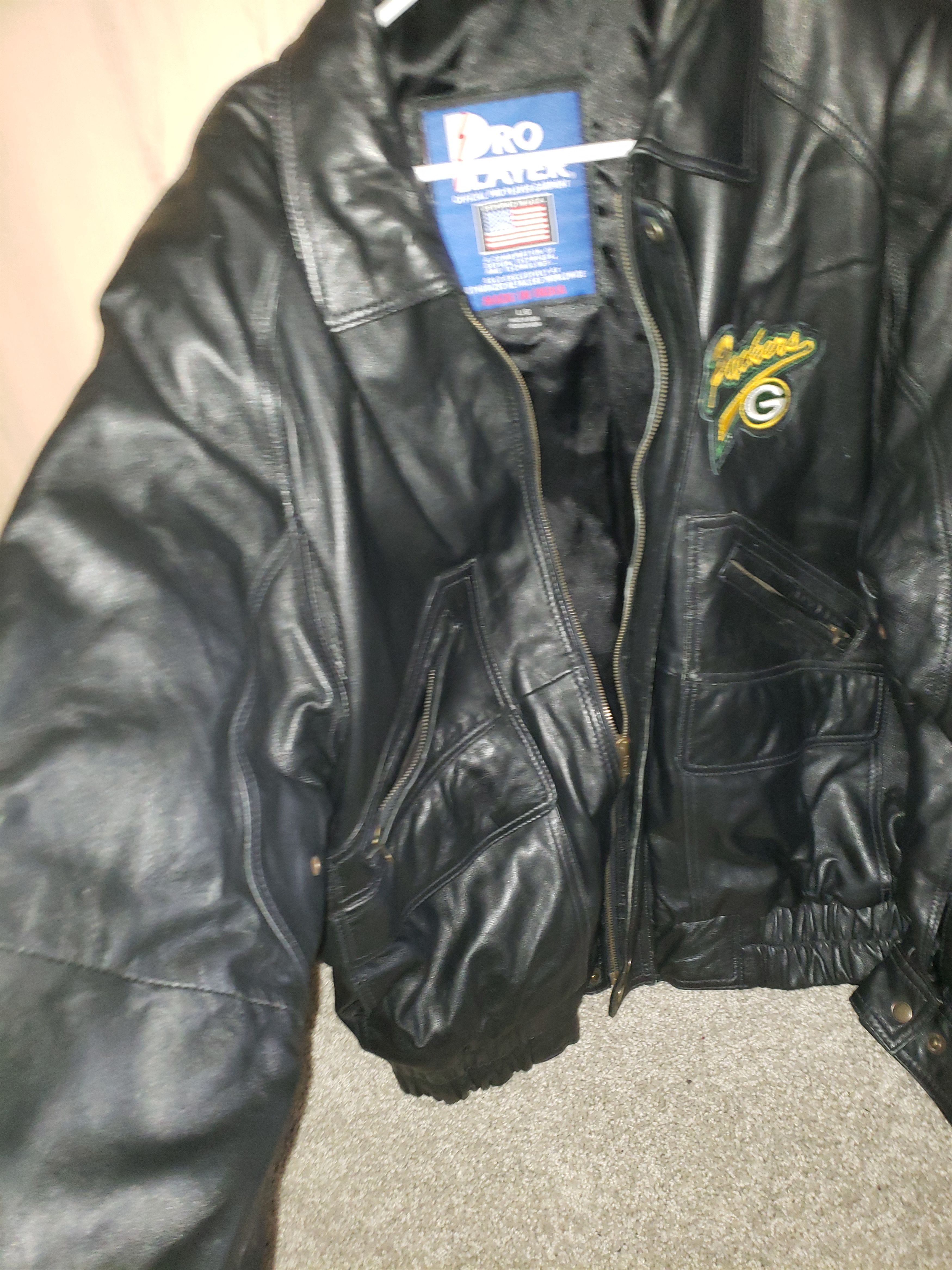 Pro Player Vintage Pro Player Green Bay Packers Black Leather Jacket Size US L / EU 52-54 / 3 - 4 Thumbnail
