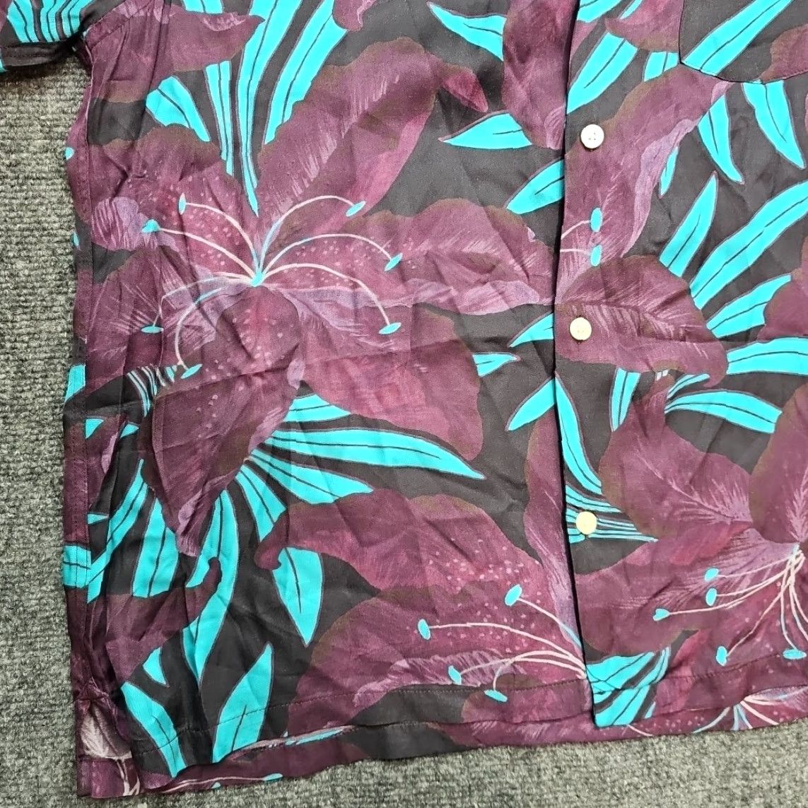 Allsaints AllSaints Shirt Men L Purple Teal Floral Loop Camp Collar Hawaiian Shirt Size US L / EU 52-54 / 3 - 5 Thumbnail