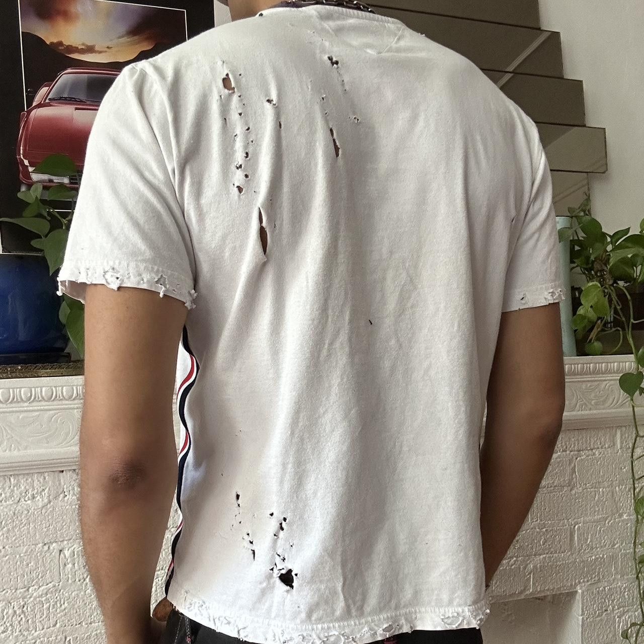 Tommy Hilfiger Vintage 90s White Ripped T-shirt - Large Size US L / EU 52-54 / 3 - 3 Thumbnail