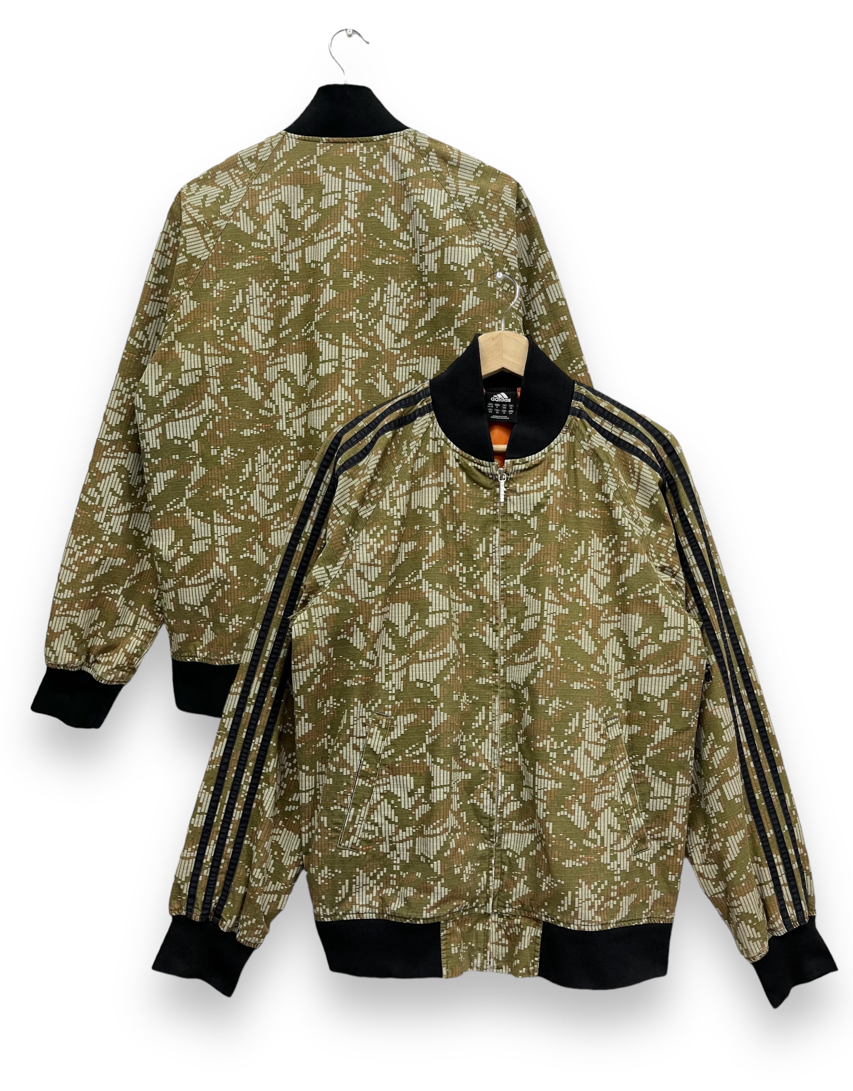 image of Veryadidas Y2K Abstract Digital Camo Bomber Jacket in Green Digital Camo, Men's (Size Medium)