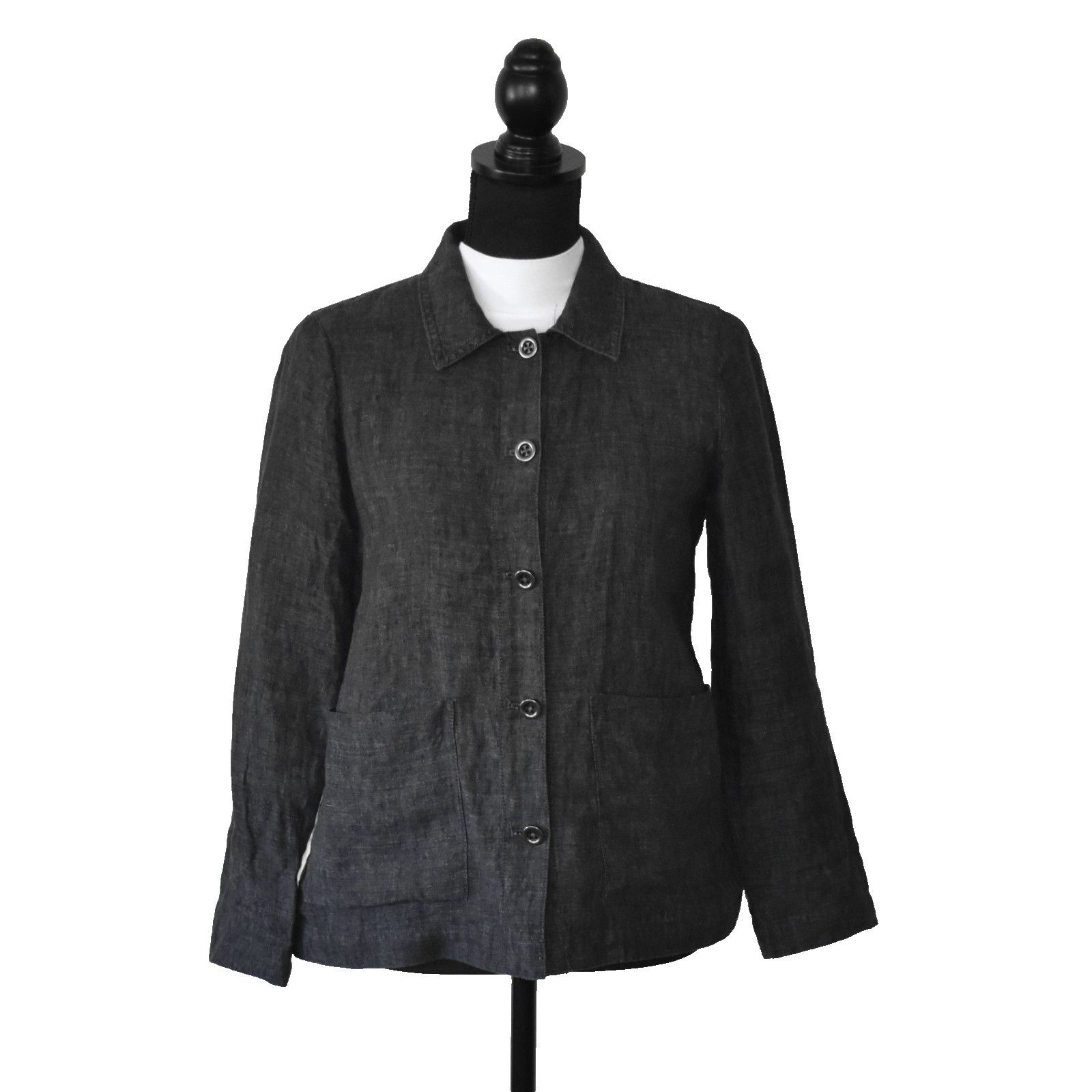 Eileen Fisher EILEEN FISHER Organic Linen Button Front Shirt Jacket Sz PP Size XXS / US 00 / IT 34 - 1 Thumbnail