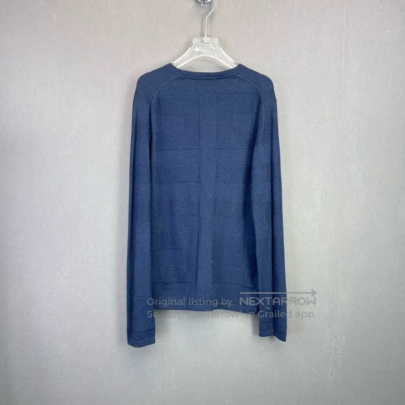 Givenchy Givenchy L / Gray Blue Knit Plaid Crew Neck Long Sleeve Sw Size US L / EU 52-54 / 3 - 2 Thumbnail