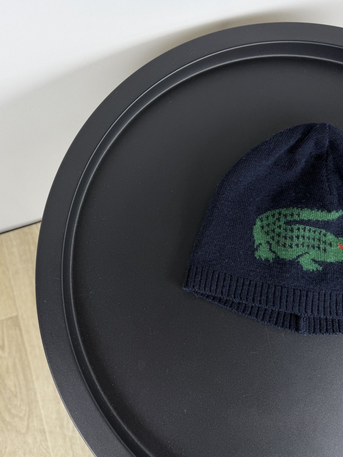 Lacoste Lacoste Wool Beanie Hat Navy Blue Big Crocodile Logo Vintage Size 26 - 3 Thumbnail