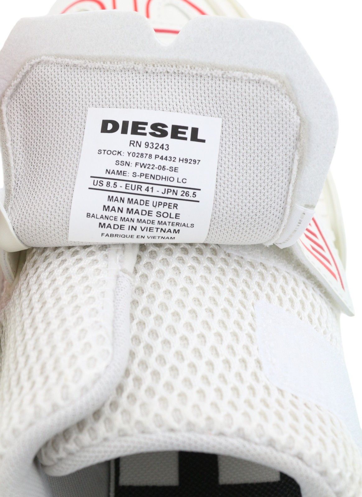 Diesel S-PENDHIO LC EU41 White Almond Toe Pull On Low Top 40865 Size US 8.5 / EU 41-42 - 11 Thumbnail