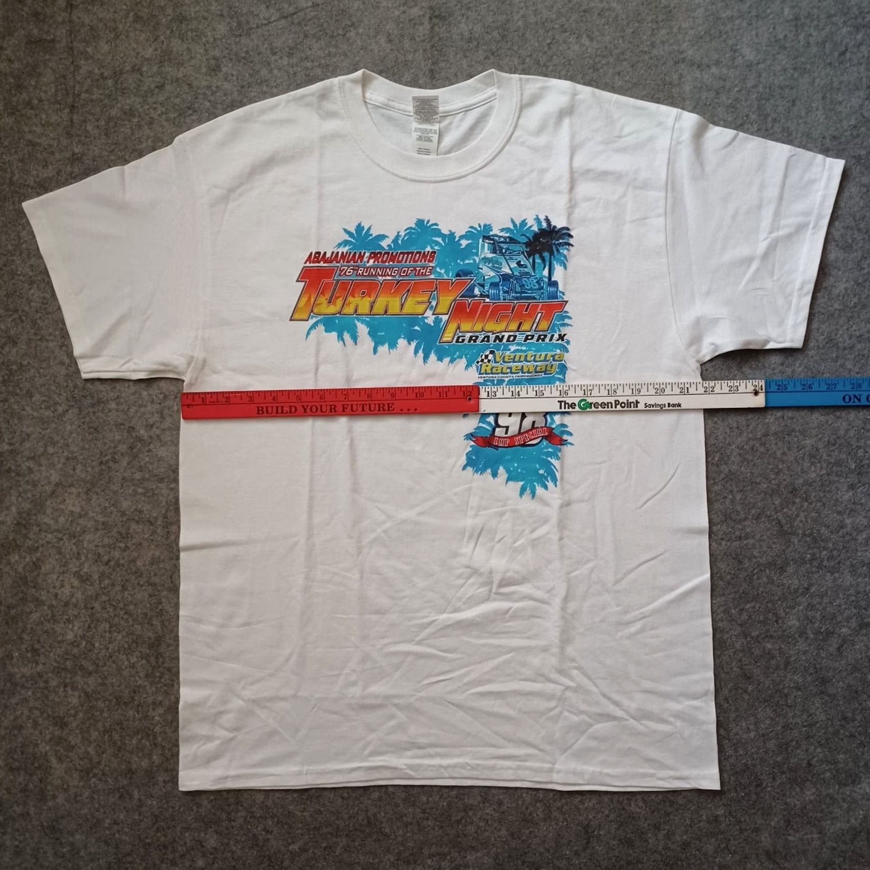 Gildan Gildan Ultra Cotton Shirt Mens Large White 98 Lap Special Ventura Raceway Turkey Night Grand Prix Car Logo All Seasons Short Sleeve Crew Neck Vintage Size US L / EU 52-54 / 3 - 5 Thumbnail