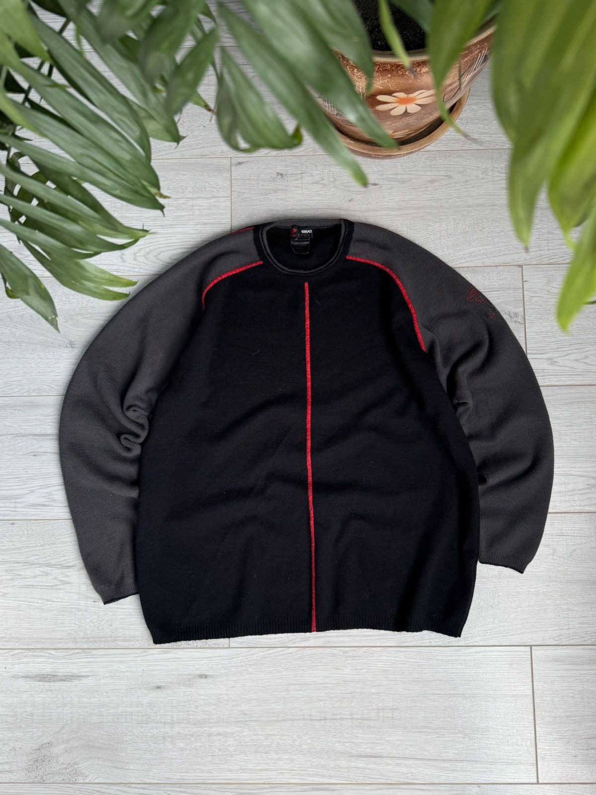 Versace Vintage Versace Sport Knit Sweater with Red Stitching Size US M / EU 48-50 / 2 - 1 Thumbnail