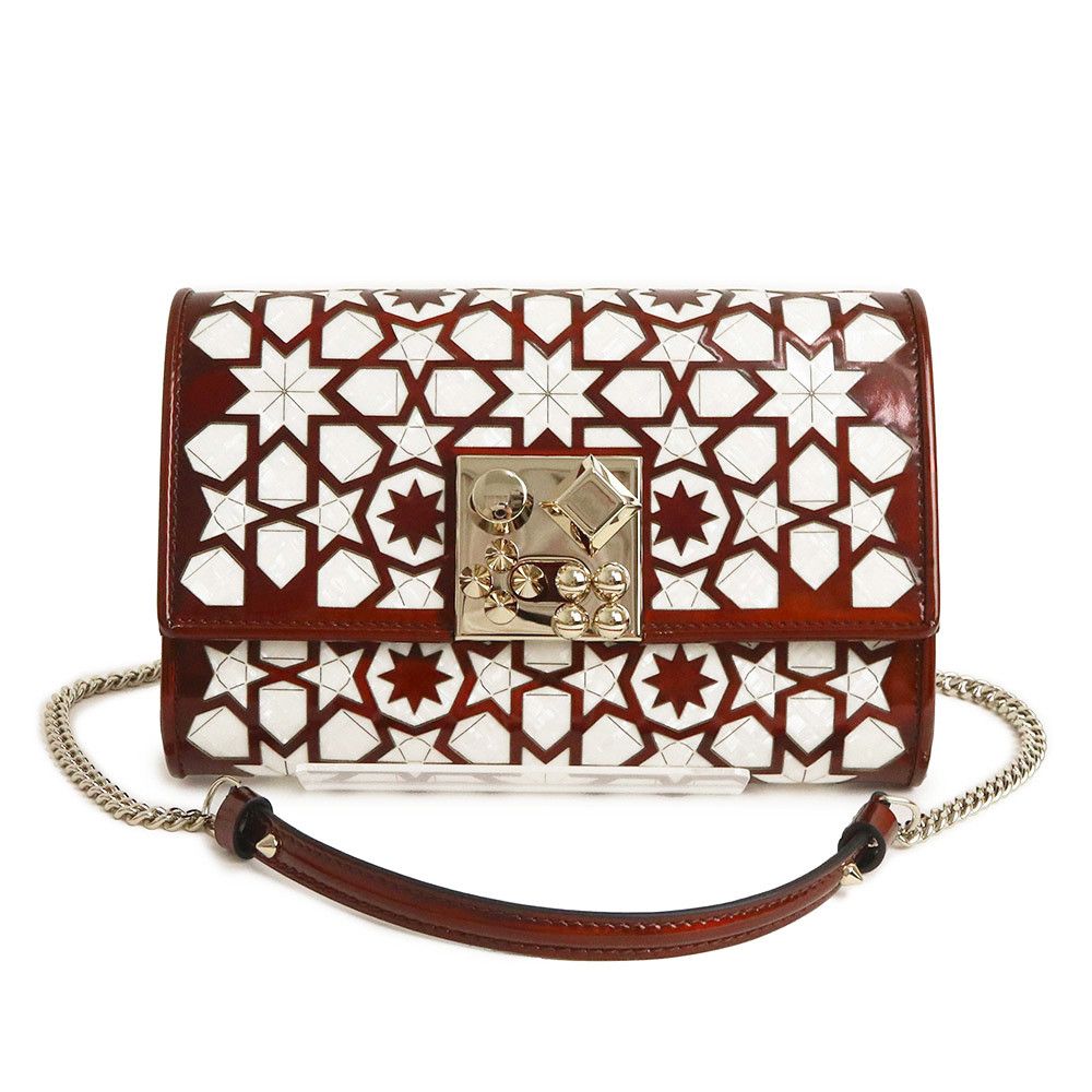 Christian Louboutin Chain Shoulder Bag Diagonal Clutch Bag Patent Leather Multicolor