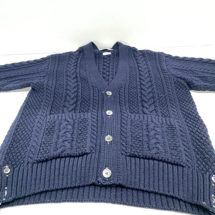 Thom Browne Thom Browne Navy Wool V-Neck Cardigan -2507 Size US M / EU 48-50 / 2 - 3 Thumbnail