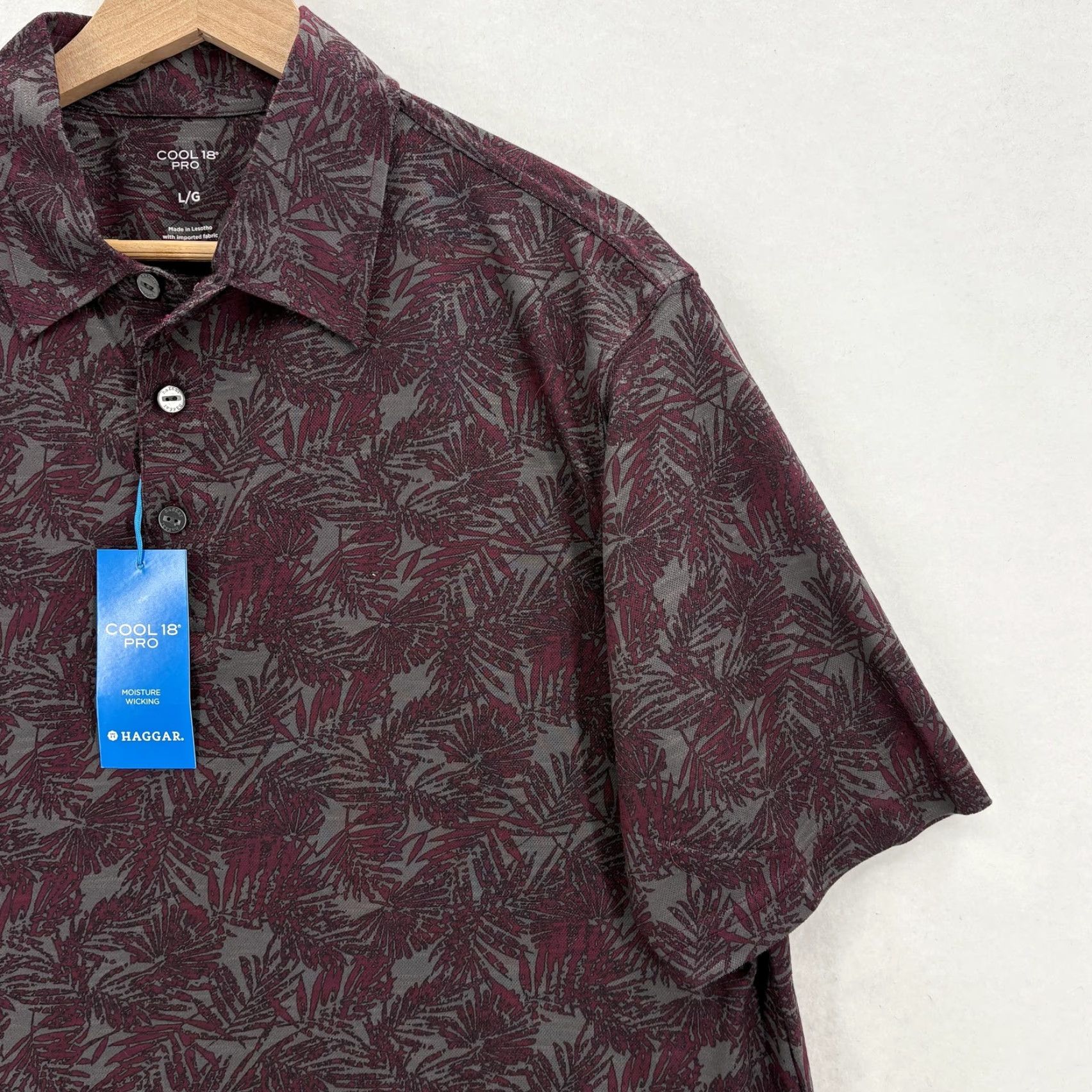 Haggar Haggar Polo Shirt Mens L Purple Tropical Floral 18 Pro Cool Moisture Wicking Golf Shirt Size US L / EU 52-54 / 3 - 2 Thumbnail