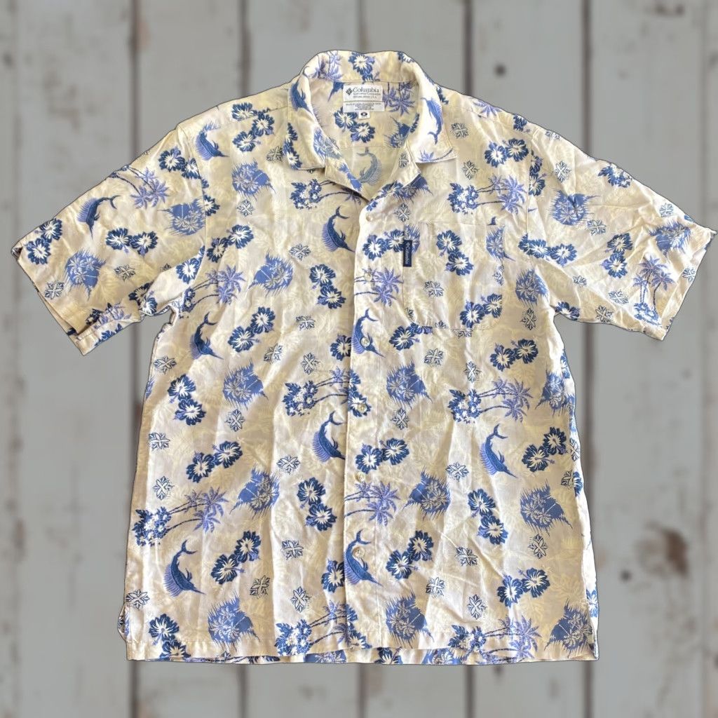 Vintage VINTAGE Columbia Button-Up Shirt Mens M Short Sleeve Floral Fish Blue Hawaiian Casual Size US M / EU 48-50 / 2 - 1 Thumbnail