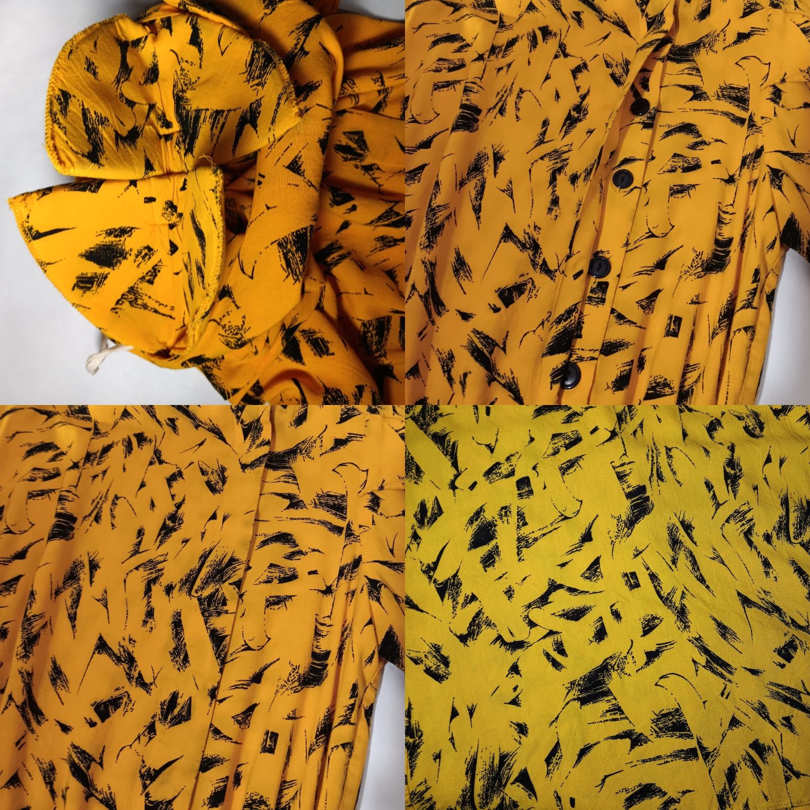 Blair VINTAGE 1980s Joni Blair Dress Abstract Gold Black Drop Waist Button Size 7 Womens Size M / US 6-8 / IT 42-44 - 9 Thumbnail
