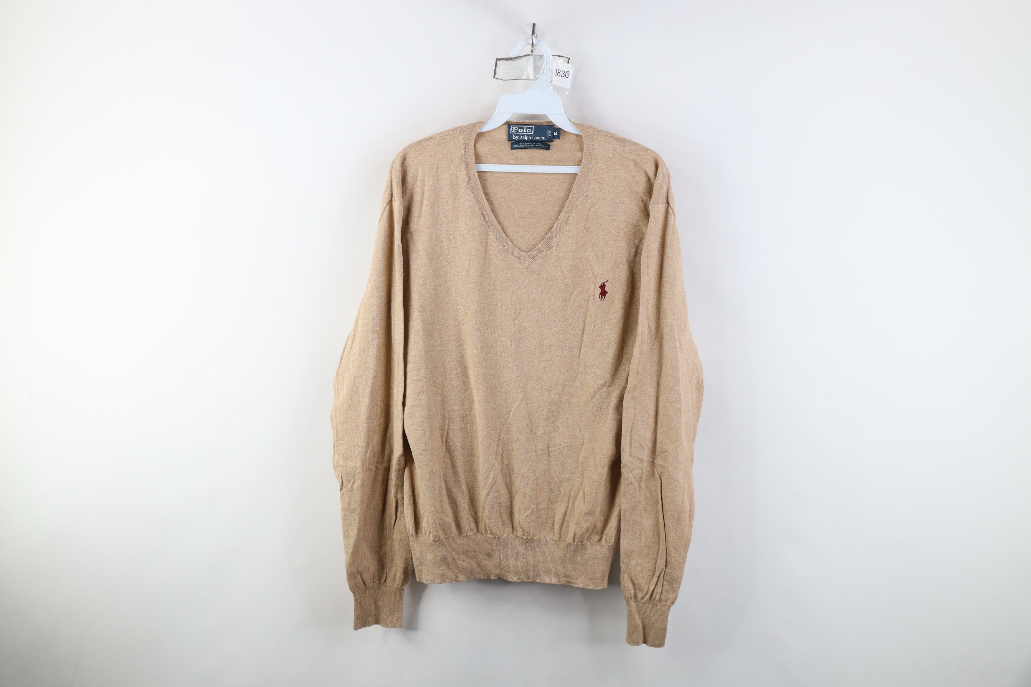 Ralph Lauren Vintage 90s Ralph Lauren Pima Cotton Knit Sweater Beige Size US M / EU 48-50 / 2 - 1 Thumbnail