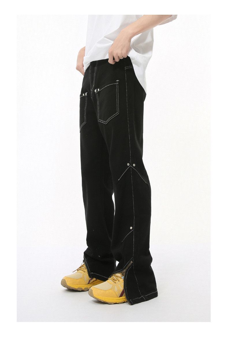 Japanese Brand × Jean Black patchwork multi-pocket zip-up straight jeans Size US 32 / EU 48 - 3 Thumbnail