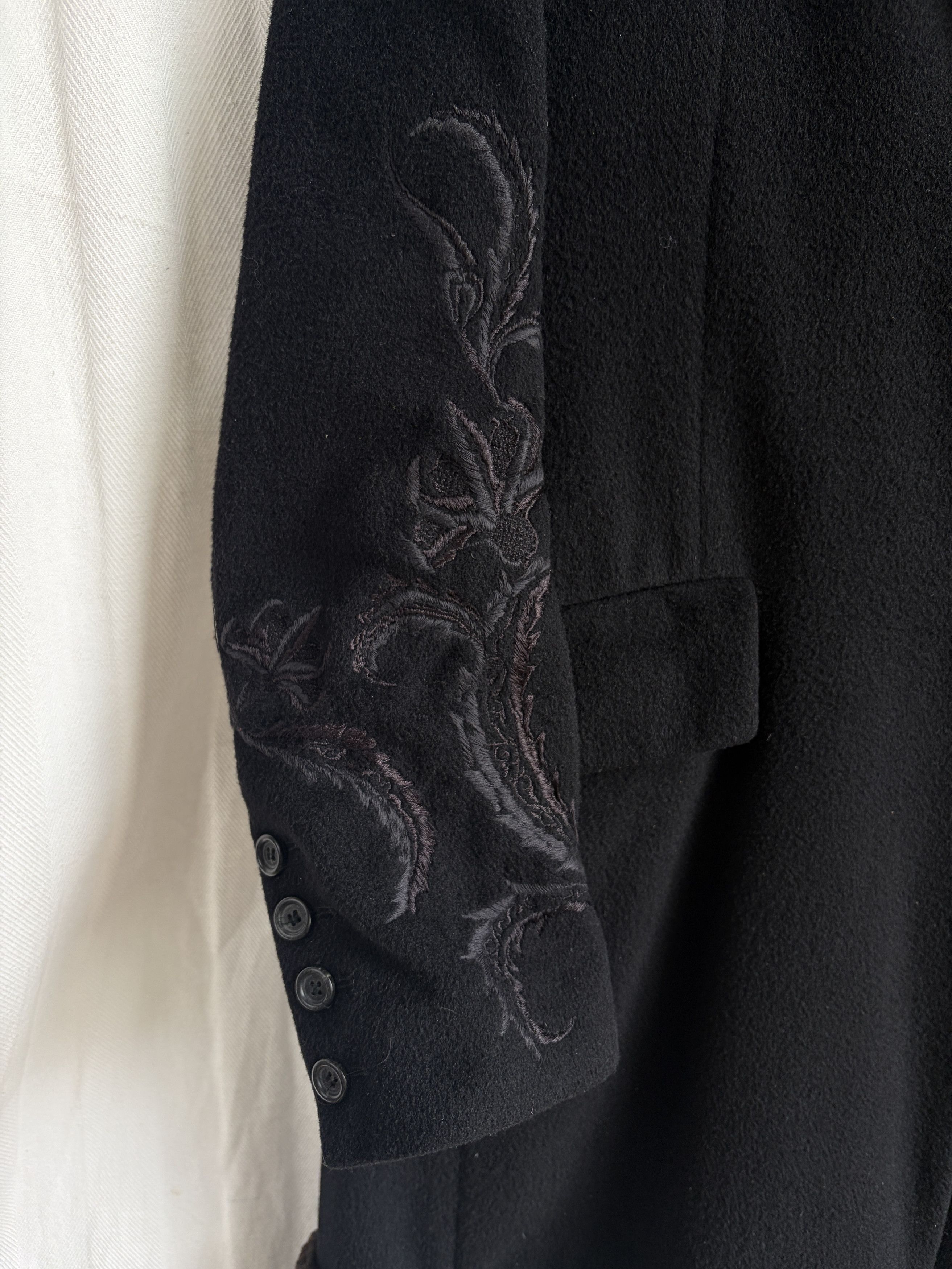 Dries Van Noten AW98 Embroidered Wool Coat w/ Fur Trim Size XS / US 0-2 / IT 36-38 - 2 Thumbnail