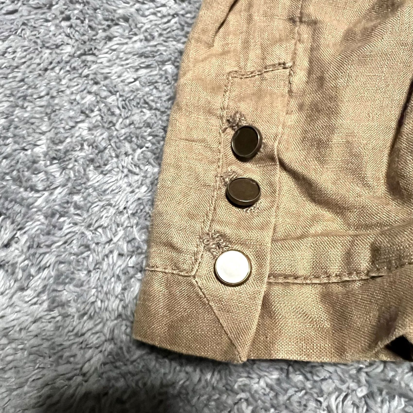 Anthropologie Hei Hei Bomber Jacket Womens 6 Small Linen Pleated Zip Military Coat Brown Linen Bomber Jacket Women 6 Small Retro Military-inspired Hei Hei Womens Size M / US 6-8 / IT 42-44 - 4 Thumbnail