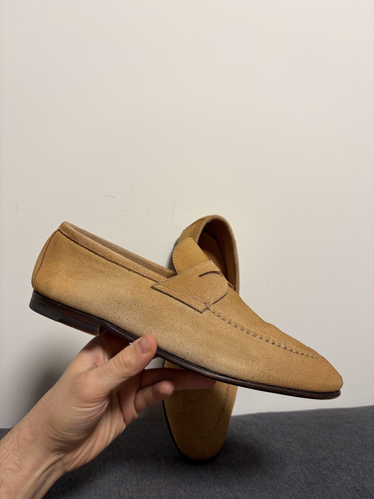 Santoni Santoni Suede Beige Loafers Size US 6.5 / EU 39-40 - 11 Thumbnail