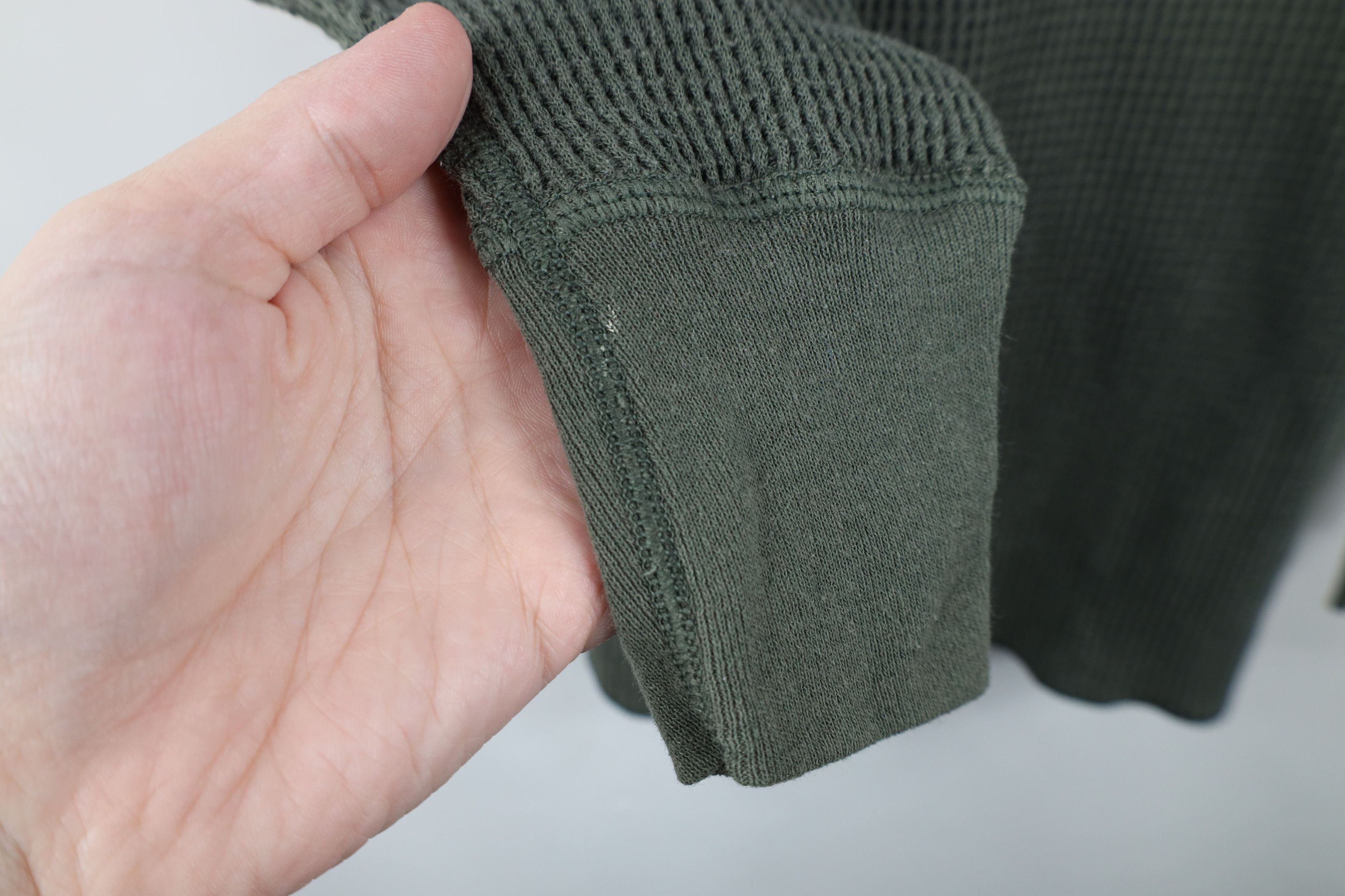Vintage Vintage 90s Streetwear Waffle Knit Henley T-Shirt Green Size US XL / EU 56 / 4 - 4 Thumbnail