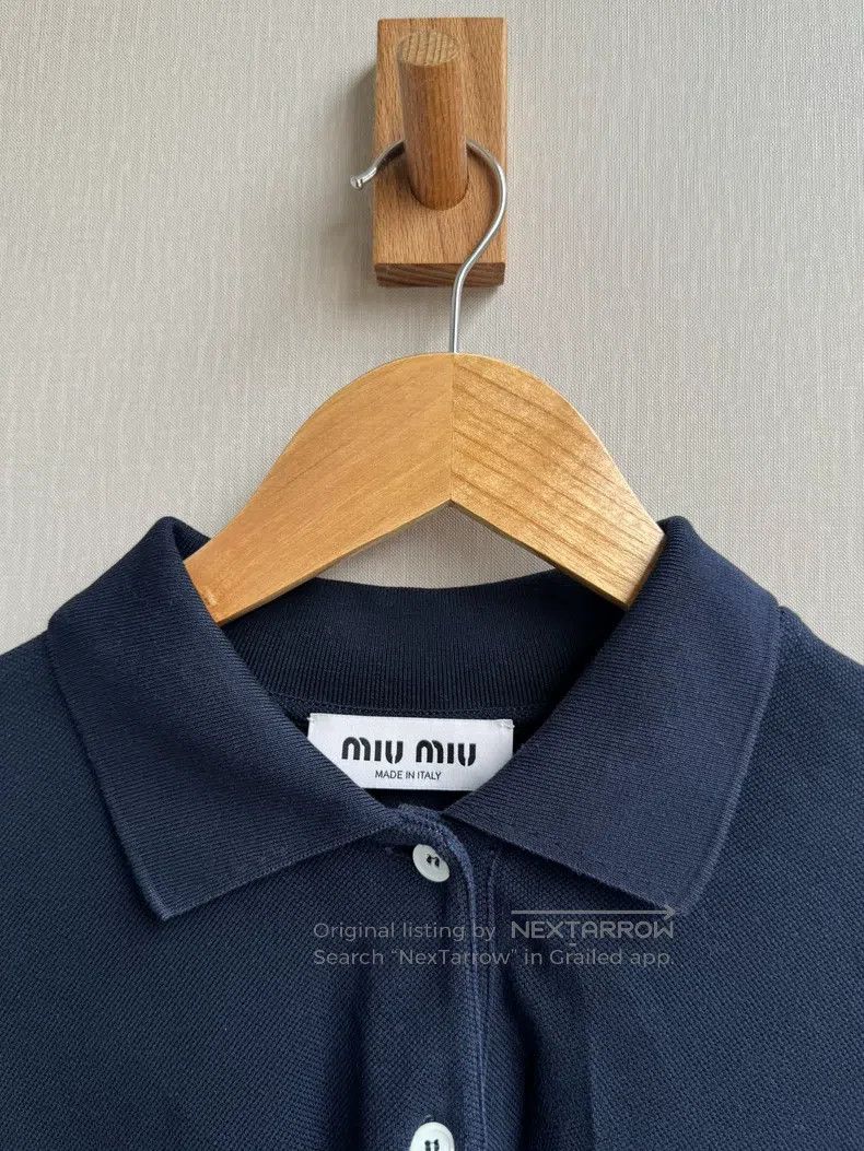 Miu Miu Miu Miu Size XS Navy blue long sleeve polo shirt Size XS / US 0-2 / IT 36-38 - 3 Thumbnail