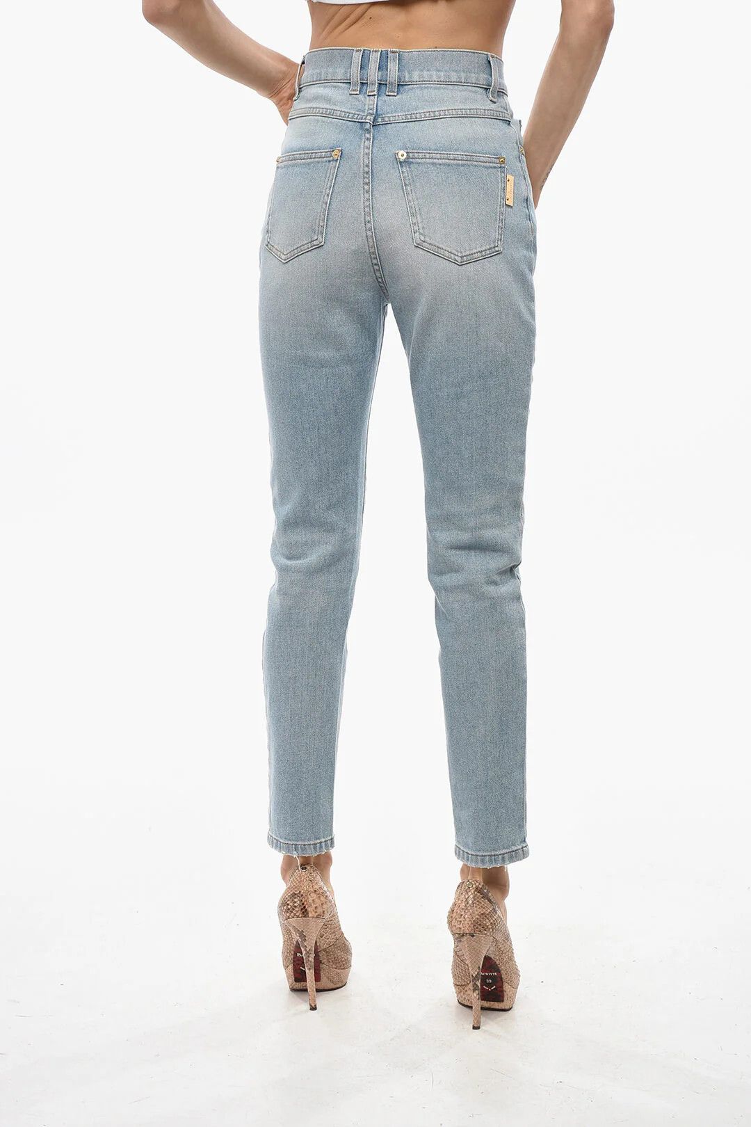 Balmain og1mm0326 Slim Fit Denim Jeans in Light Blue Size 38" / US 16 / IT 52 - 3 Thumbnail