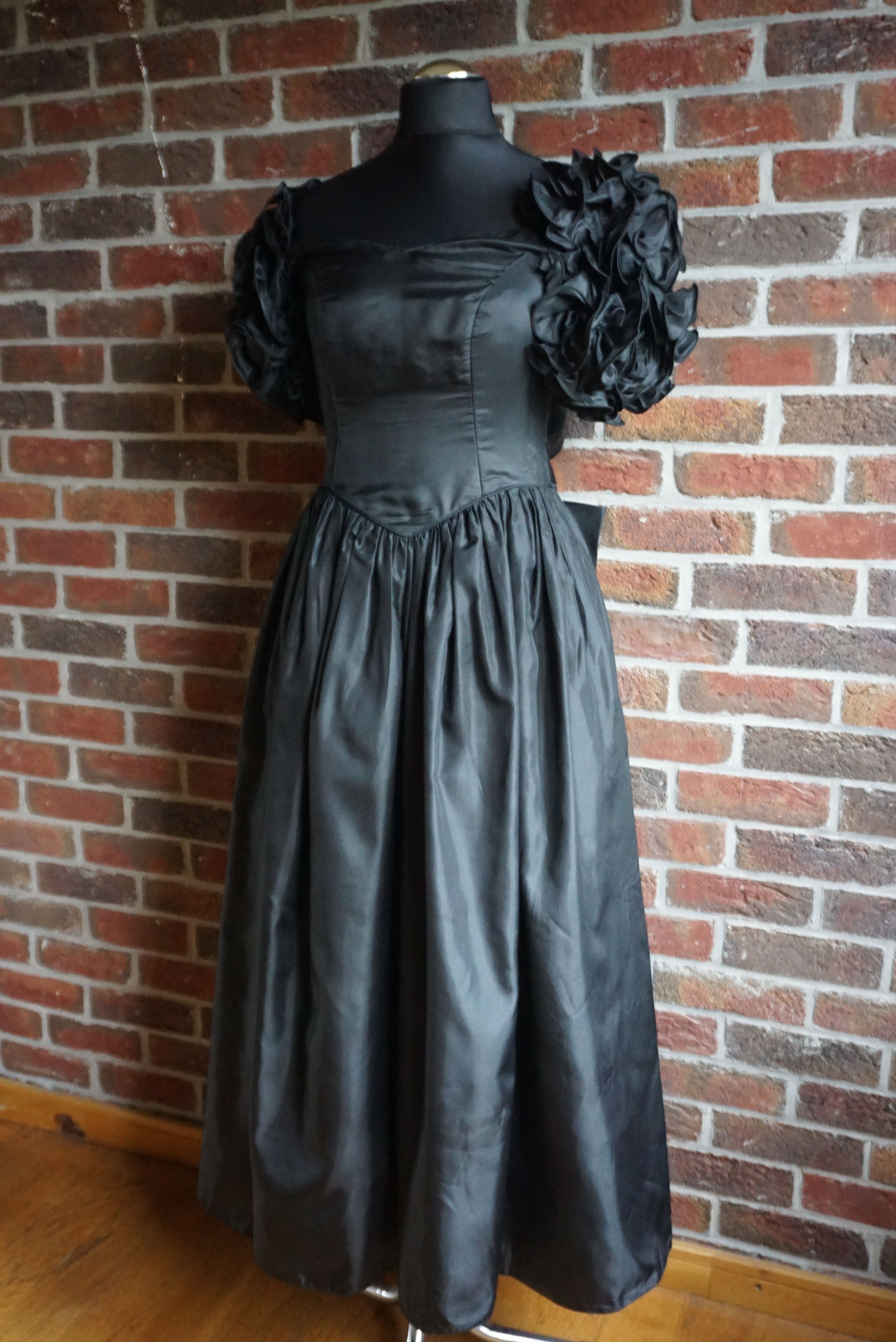 Vintage Vintage Ellis 80s long dress gown puff sleeves bow S Small Size M / US 6-8 / IT 42-44 - 10 Thumbnail