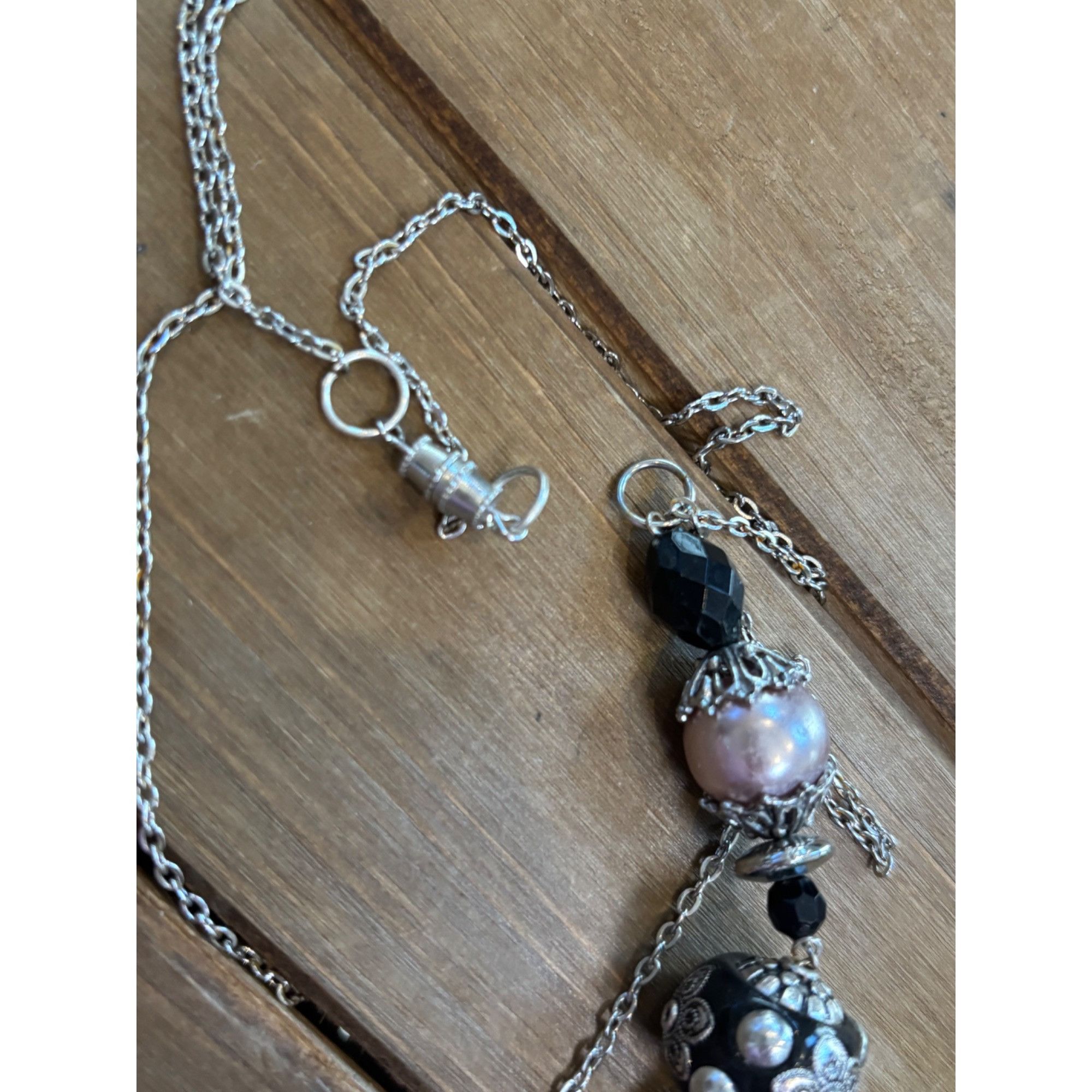 Other Handcrafted Beaded Pendant Necklace With Black & Silver Acce Size ONE SIZE - 3 Thumbnail