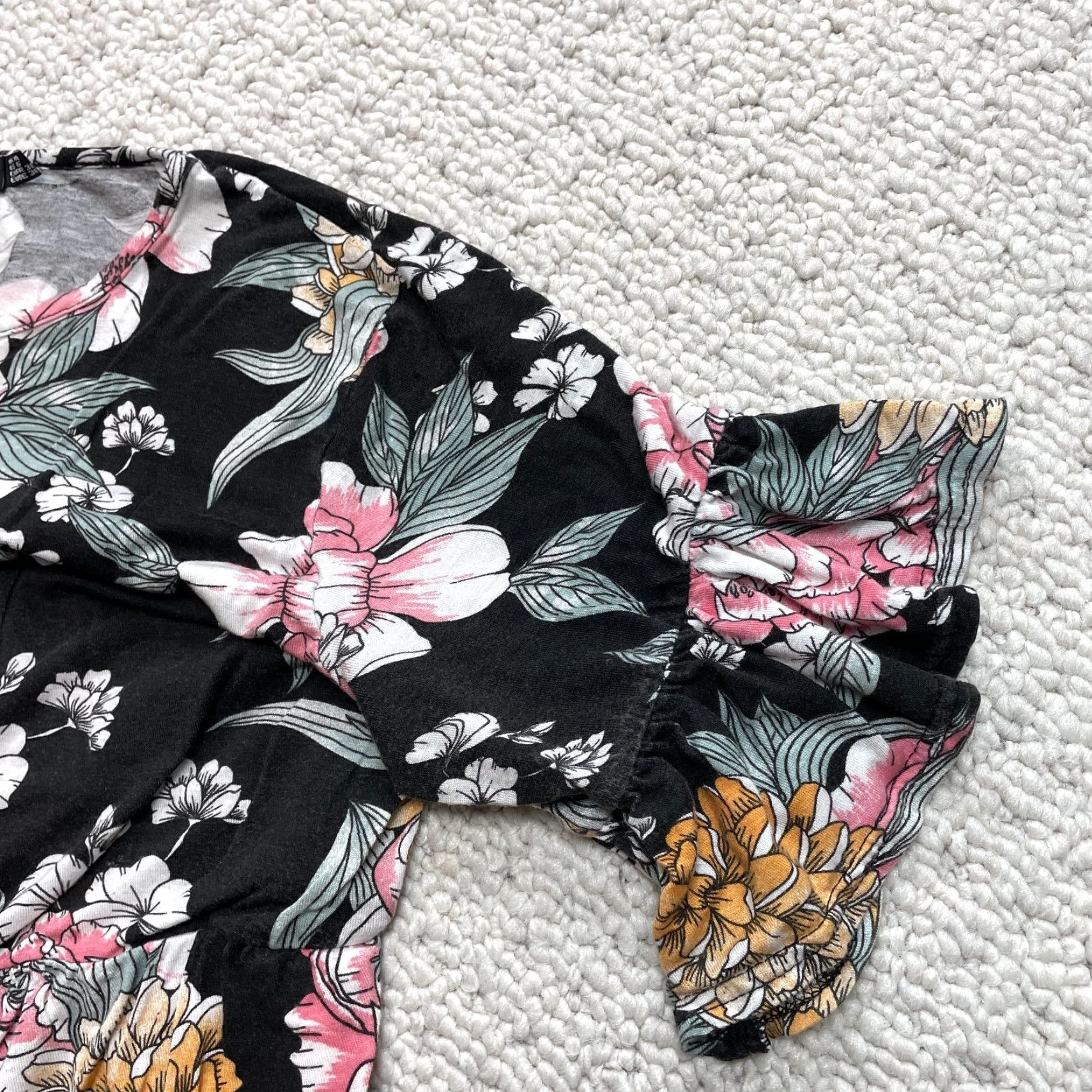 Boohoo VINTAGE Boohoo Shirt Dress Womens 6 Black 3/4 Sleeve Rayon Spandex Jersey Knee Length Floral Size M / US 6-8 / IT 42-44 - 7 Thumbnail