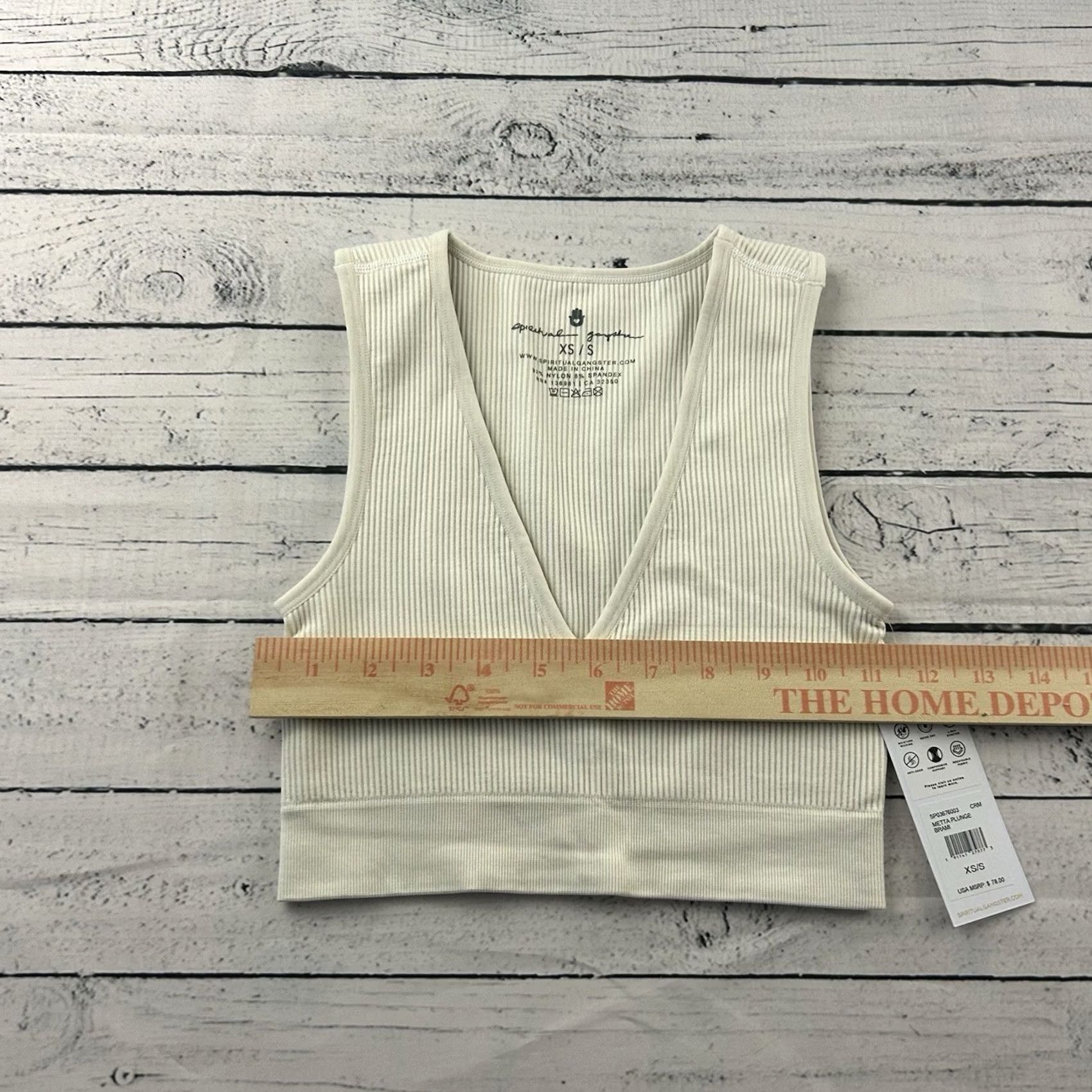 Spiritual Gangster Spiritual Gangster Sleeveless Metta Plunge Brami Top XS/S Ivory V-Neck Womens Tank PP Size XS / US 0-2 / IT 36-38 - 5 Thumbnail