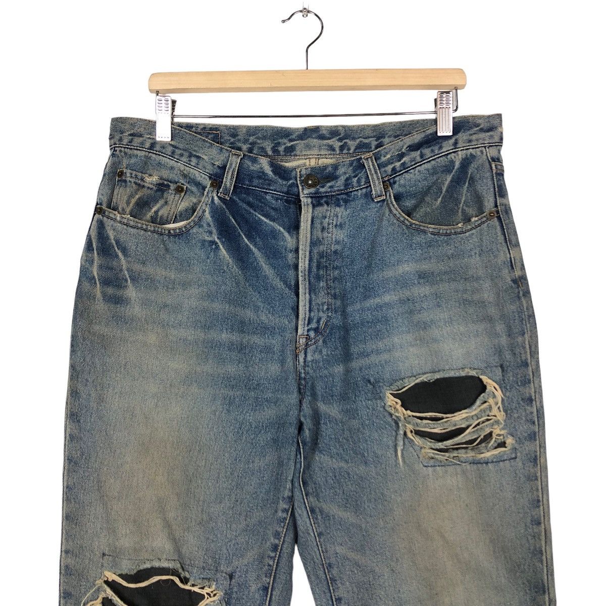 If Six Was Nine 🔥Biker Distressed Denim Jeans Japan Made Size US 34 / EU 50 - 3 Thumbnail