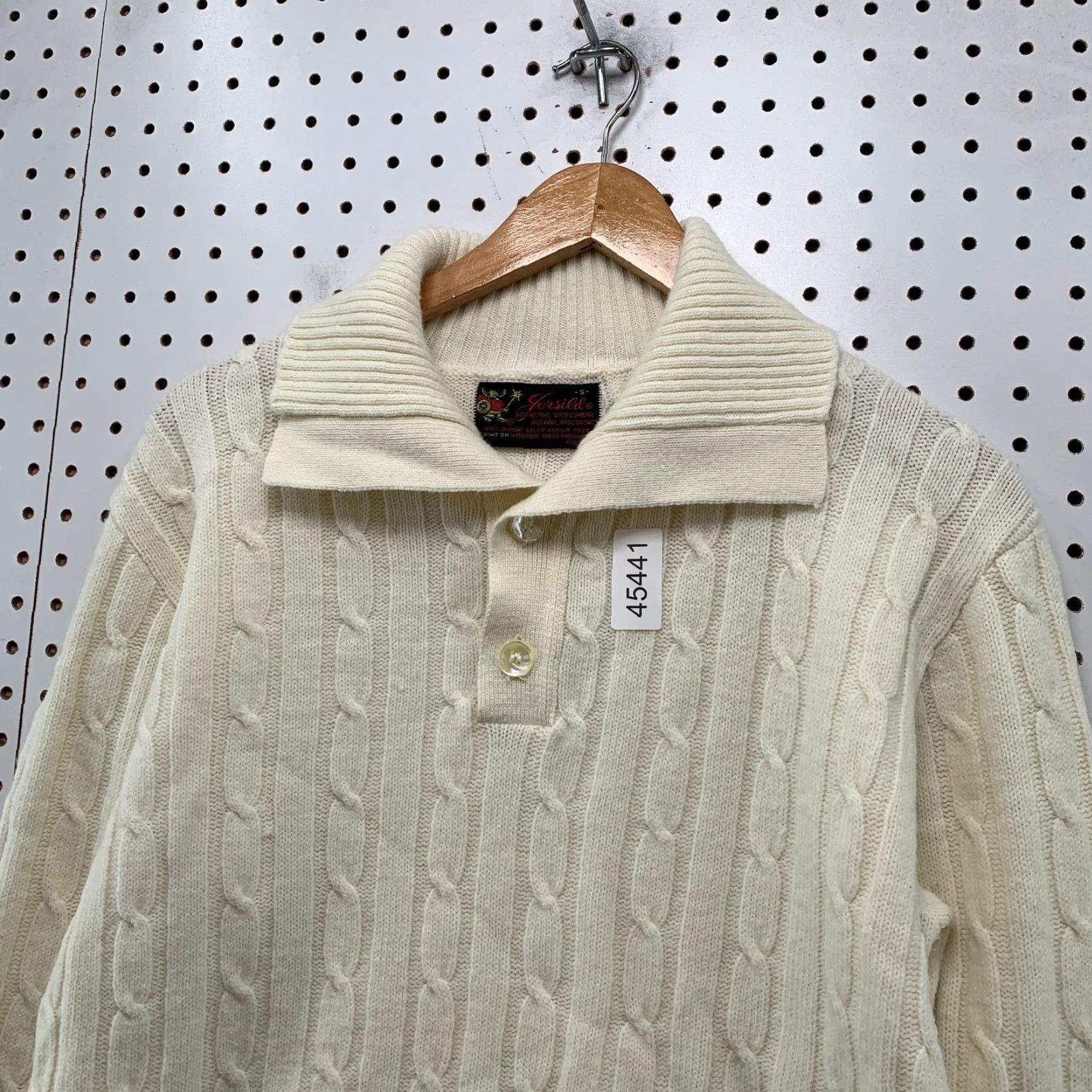 Vintage VINTAGE Jersild Polo Sweater Mens S Ivory Cable Knit Orlon Acrylic Made USA Size US S / EU 44-46 / 1 - 4 Thumbnail