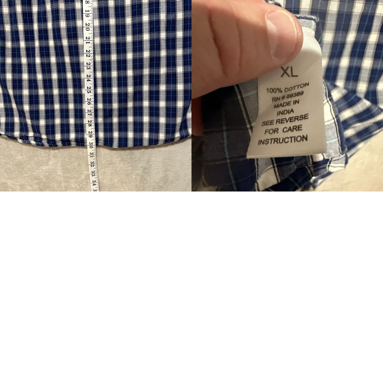 Vintage VINTAGE Olefant Men’s Shirt XL Blue White Plaid Cotton Long Sleeve Button-Up Fall Spring Winter Mens Size US XL / EU 56 / 4 - 8 Thumbnail