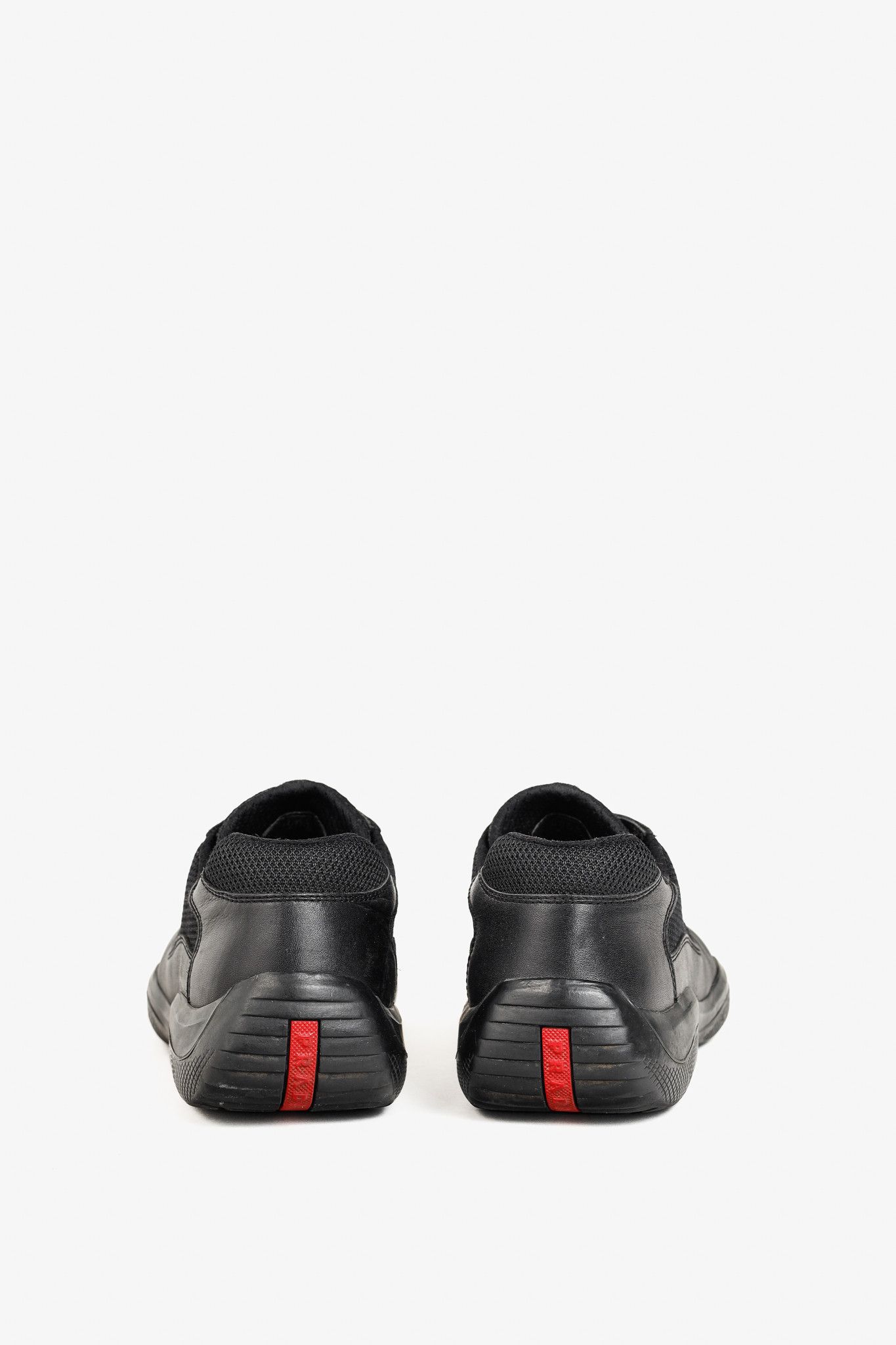 Prada Prada Red Label Black Leather & Mesh Y2K Trainers Size US 9 / EU 42 - 3 Thumbnail