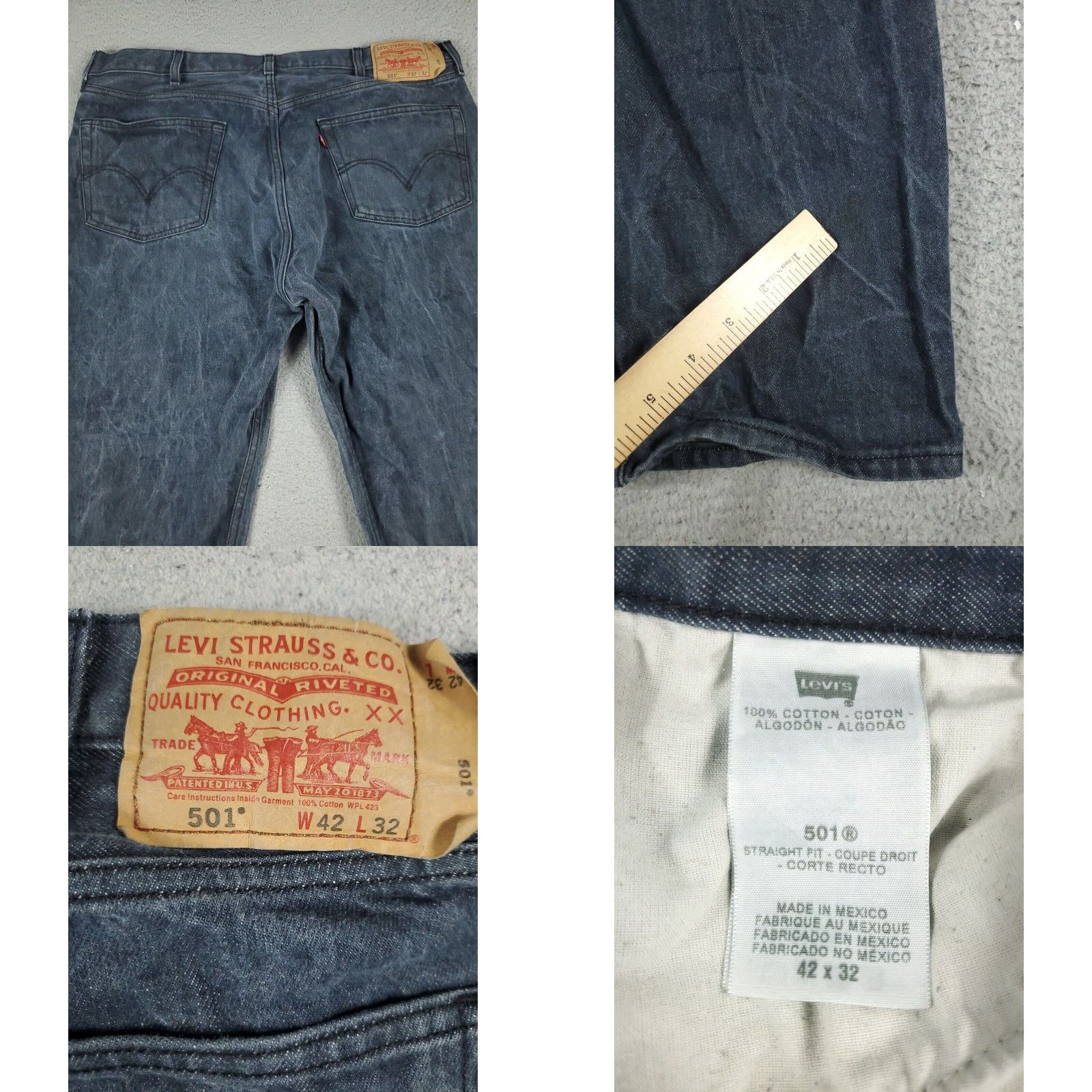 Levi's Levi's 501 Jeans Mens 42x32 Blue Straight Leg Denim Pants Size US 42 / EU 58 - 8 Thumbnail