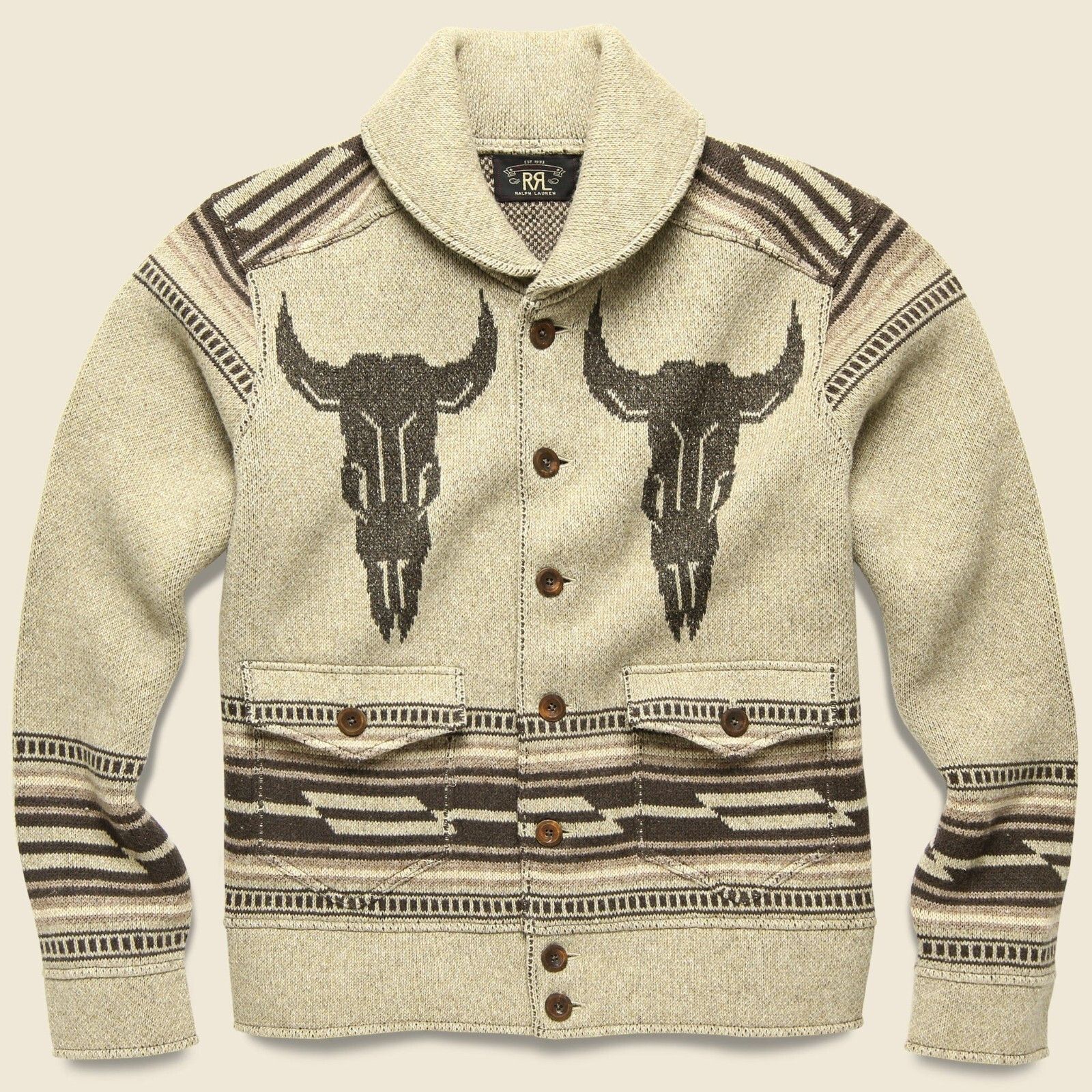 RRL Ralph Lauren Double RL Shawl Collar Jacquard Western Rodeo Wool Jacket Size US L / EU 52-54 / 3 - 15 Thumbnail