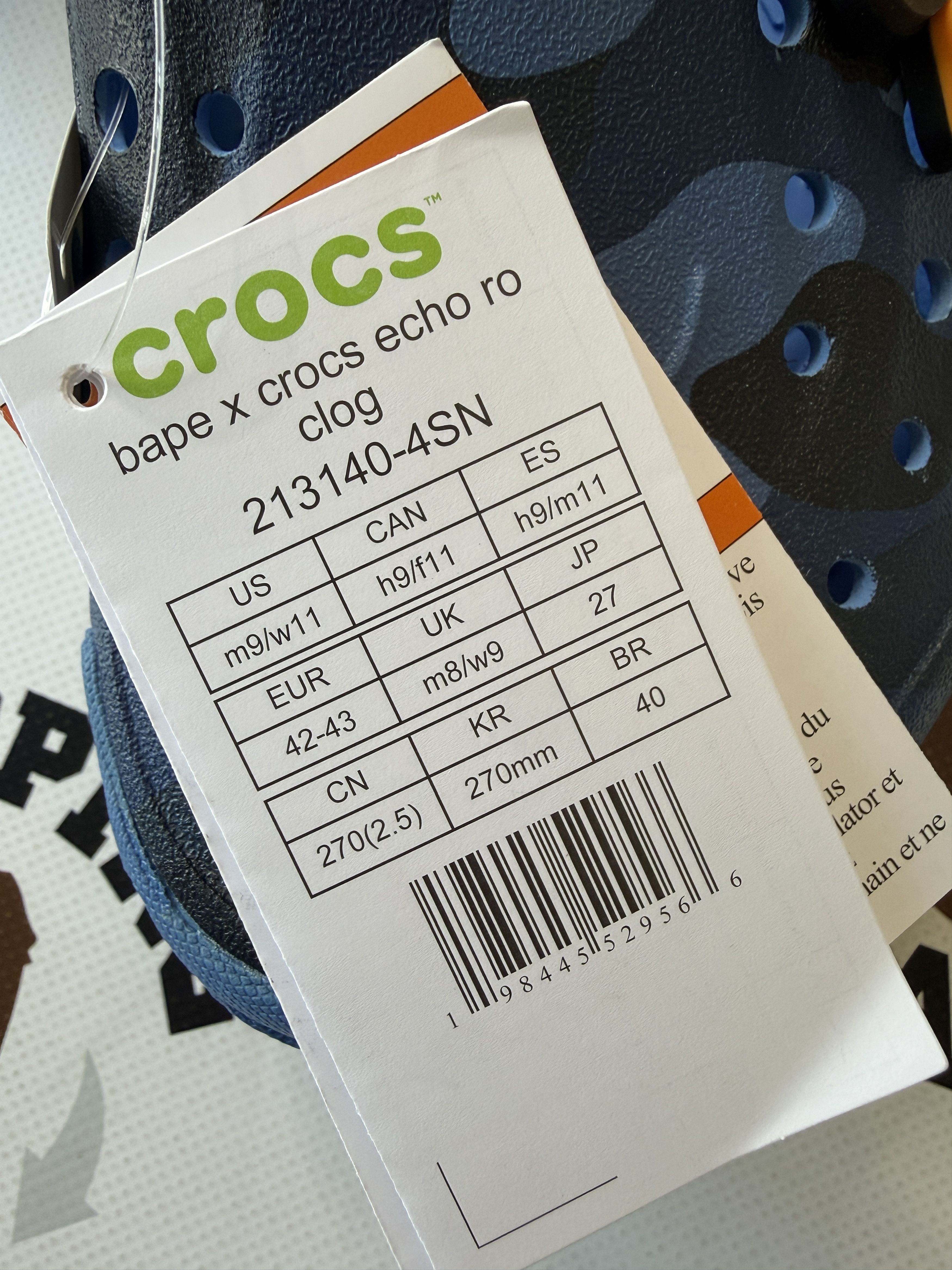 Bape × Crocs BAPE X CROCS ECHO NAVY Size US 9.5 / EU 42-43 - 13 Thumbnail