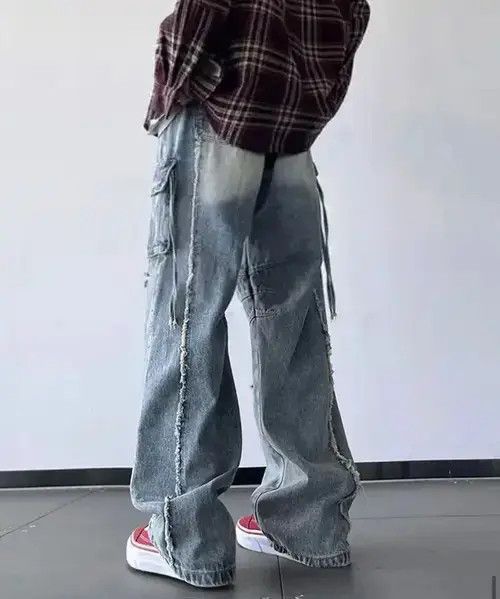 Designer Men Ripped Holes Cargo jeans Size US 31 - 7 Thumbnail