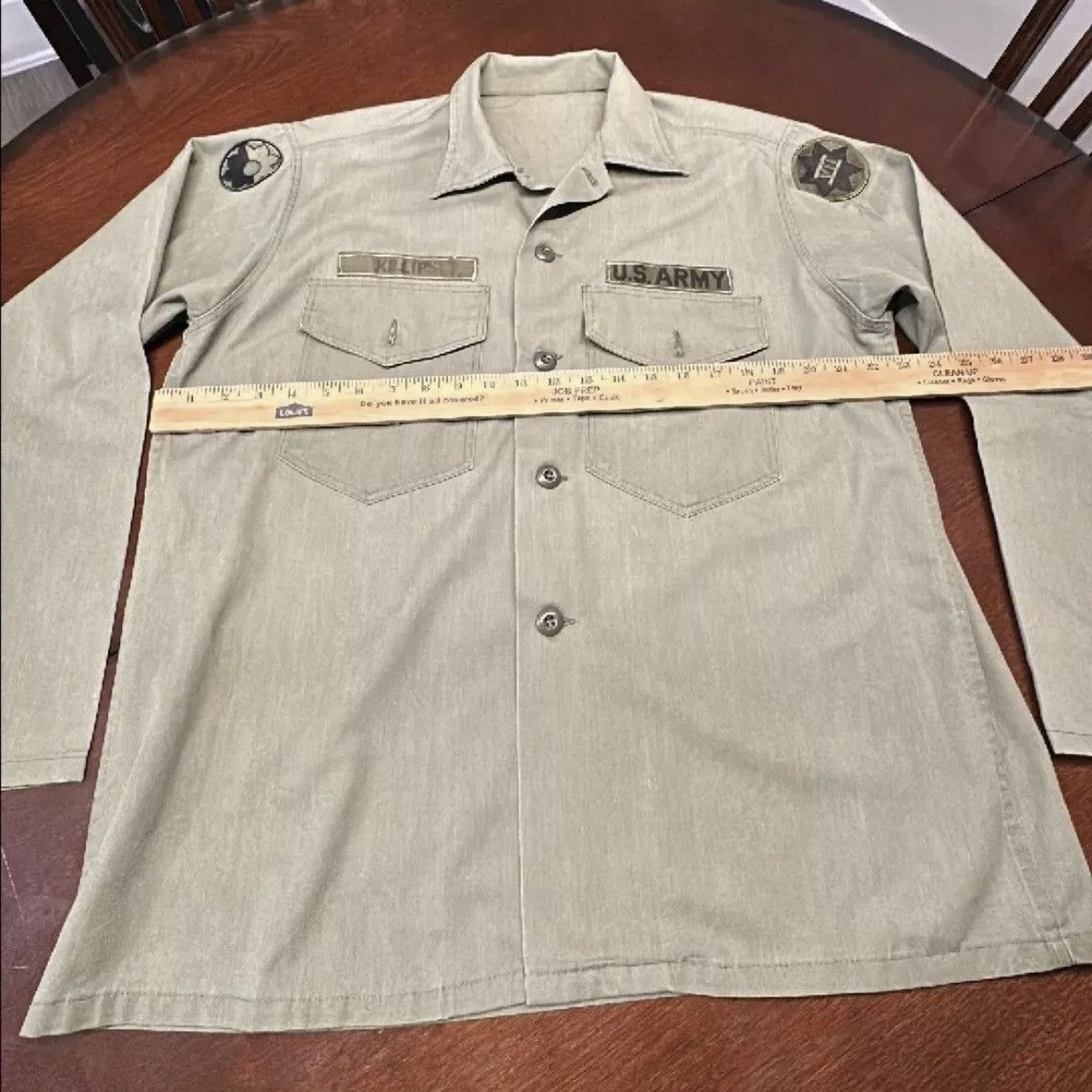 Vintage Vintage 60s 70s Army Military Uniform Shirt Pockets Vietnam Size US XL / EU 56 / 4 - 5 Thumbnail