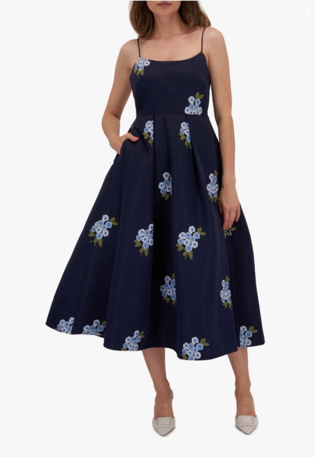 Sachin & Babi Sachin & Babi Pleated Embroidered Midi Dress size 10 Size L / US 10 / IT 46 - 2 Thumbnail