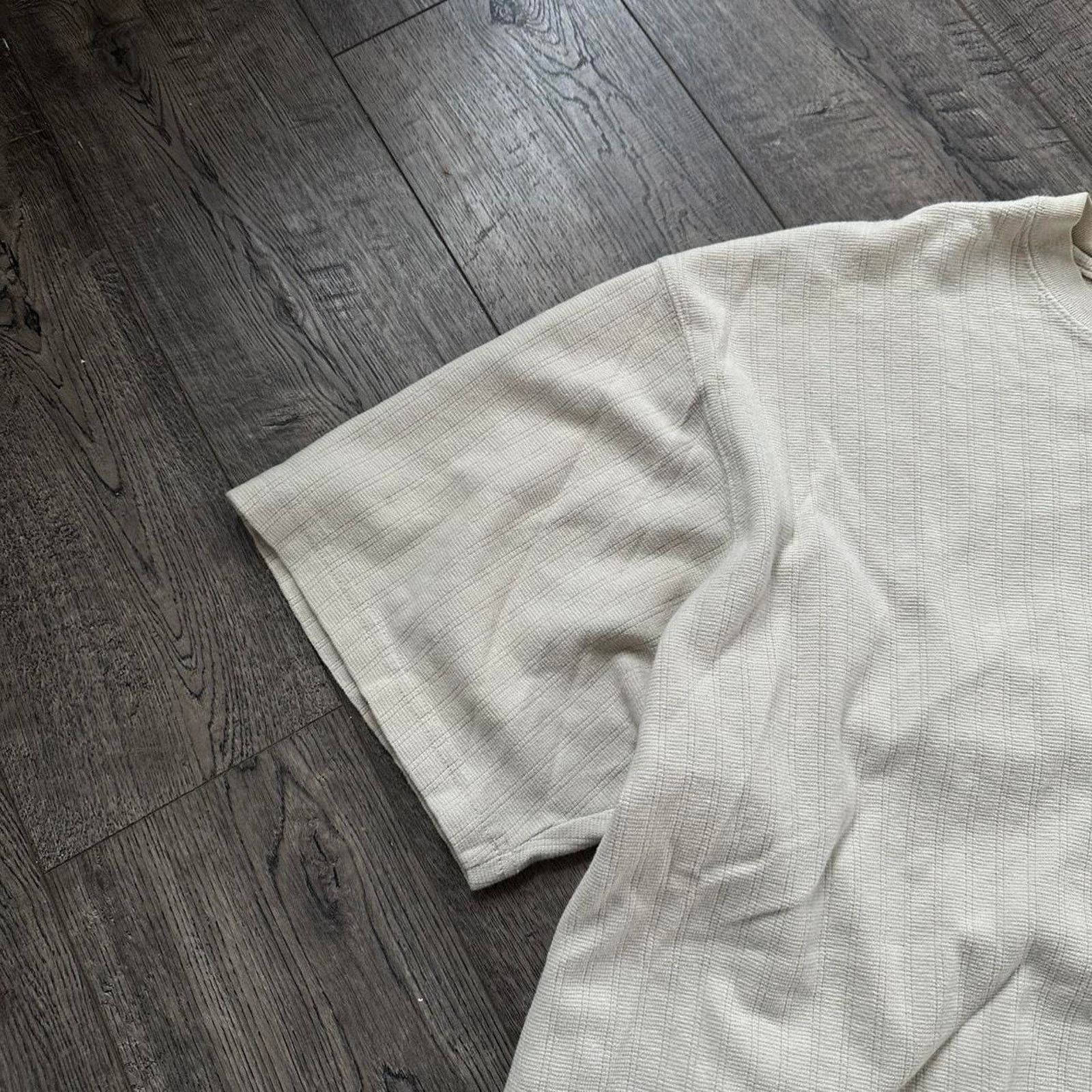 Vintage Vintage Y2K Striped Boxy Oversized Blank Cream Tan Shirt Top Size US XXL / EU 58 / 5 - 4 Thumbnail