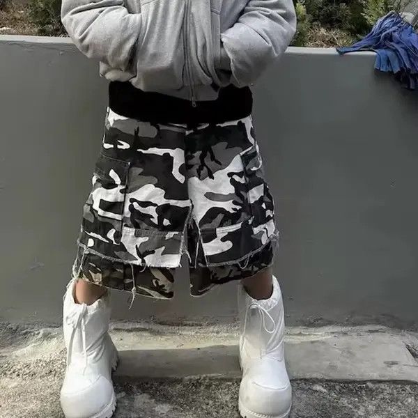 Japanese Brand Kihara x Kida Fake Two Piece Spliced Camouflage Cargo Shorts Size US 32 / EU 48 - 6 Thumbnail