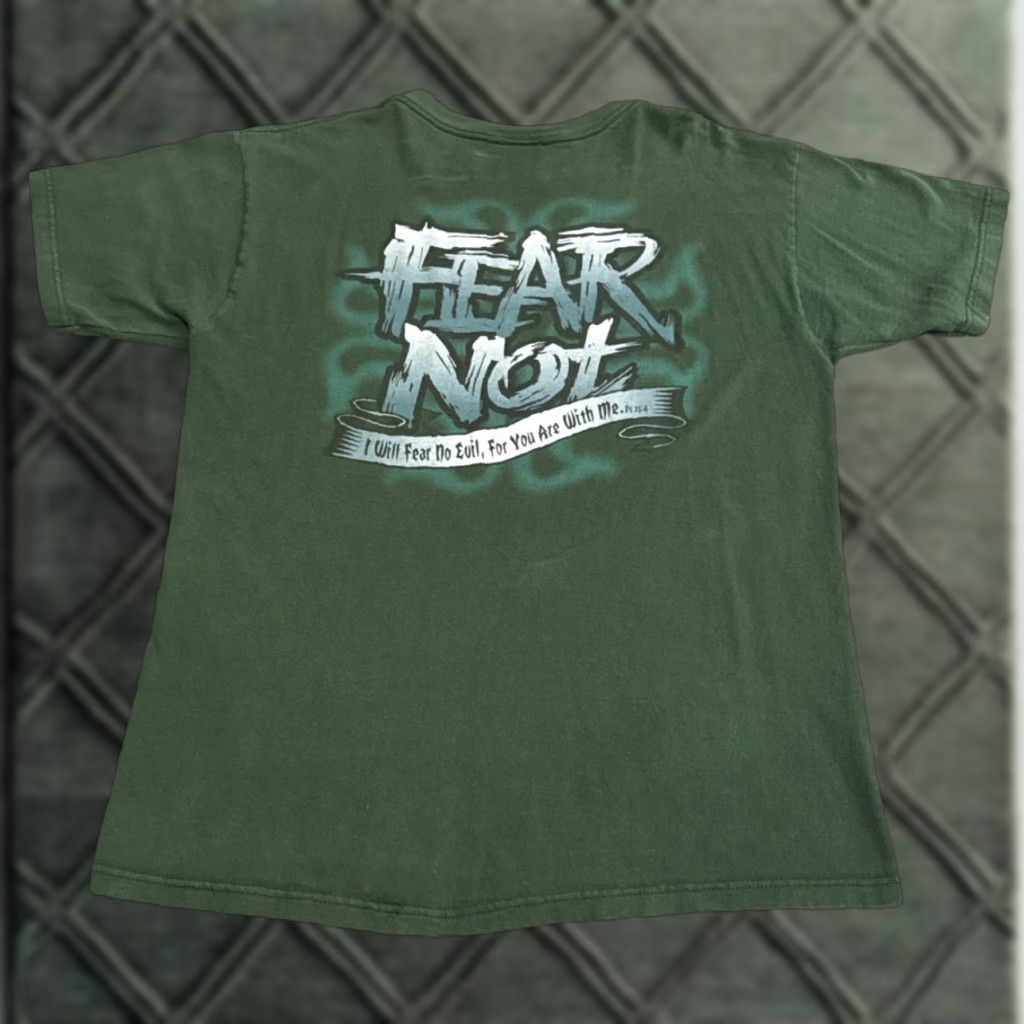Fruit Of The Loom VINTAGE 90s Jesus Christ God No Fear Fruit of the Loom T-Shirt Large Mens Green Size US L / EU 52-54 / 3 - 1 Thumbnail