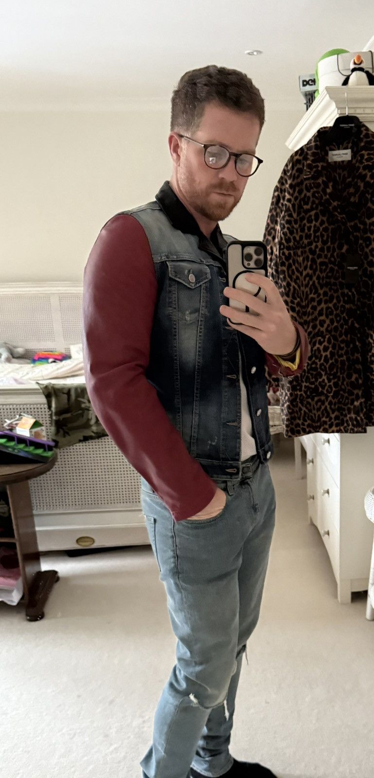 Dsquared2 SS14 Dsquared2 leather sleeve denim jacket collar 50 Grail Size US M / EU 48-50 / 2 - 5 Thumbnail