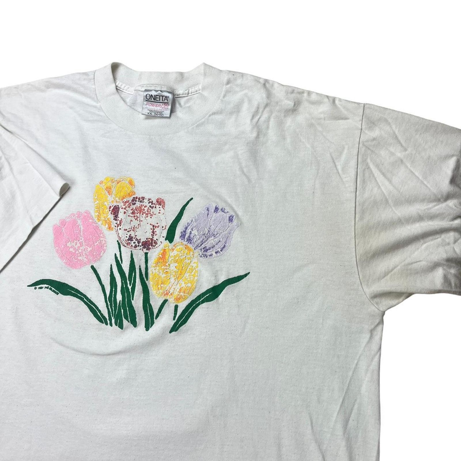 Vintage Vintage 1991 Tulips T Shirt Size US XL / EU 56 / 4 - 3 Thumbnail