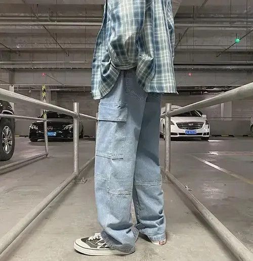 VIBE Lite Blue Loose Straight Baggy Denim Pant Size US 29 - 4 Thumbnail