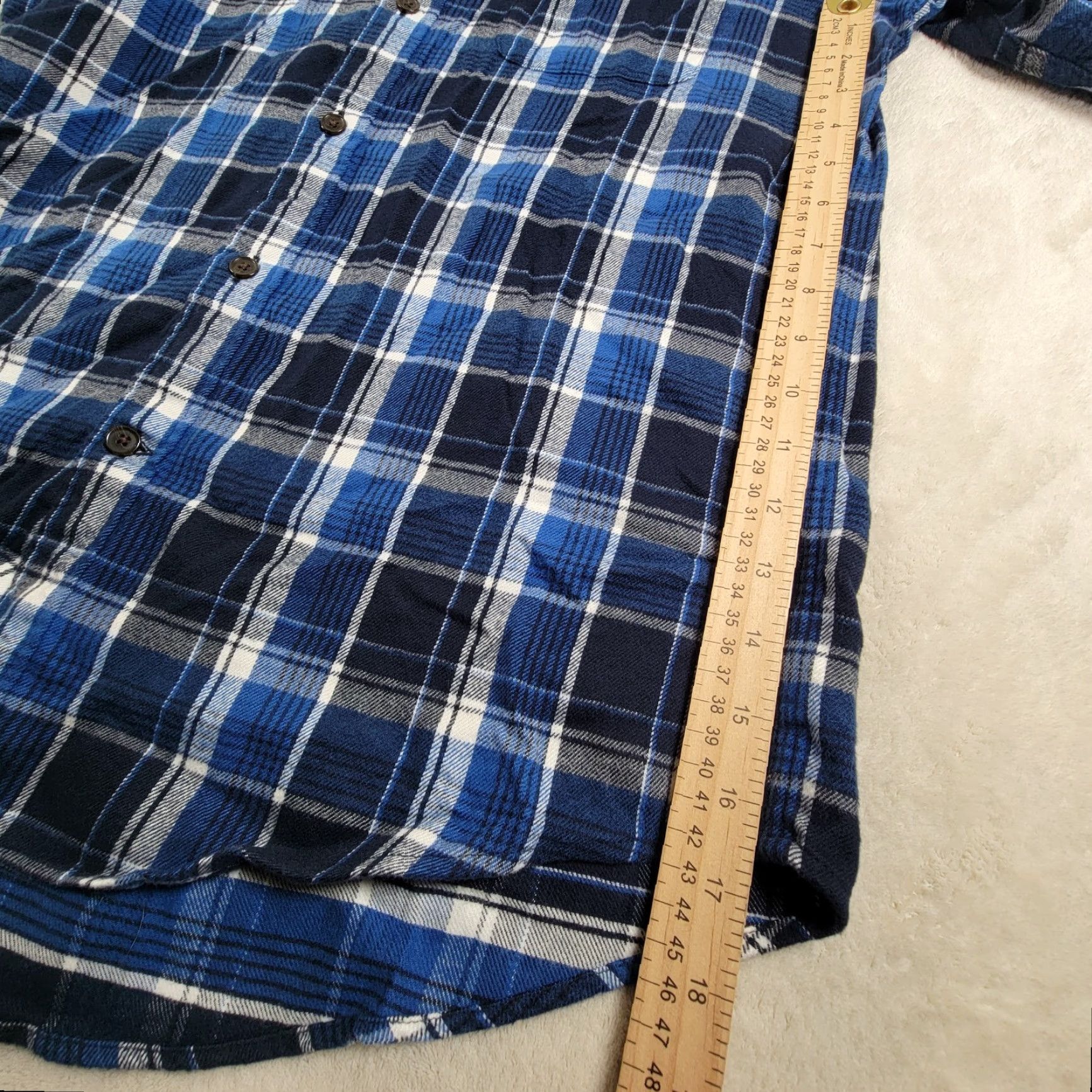 Lands' End Lands' End Button-Up Shirt Mens Flannel Blue Small Long Sleeve Winter Plaid Pocket Regular Fit 14-14.5 neck Collared Button-Up Mens Size US S / EU 44-46 / 1 - 6 Thumbnail