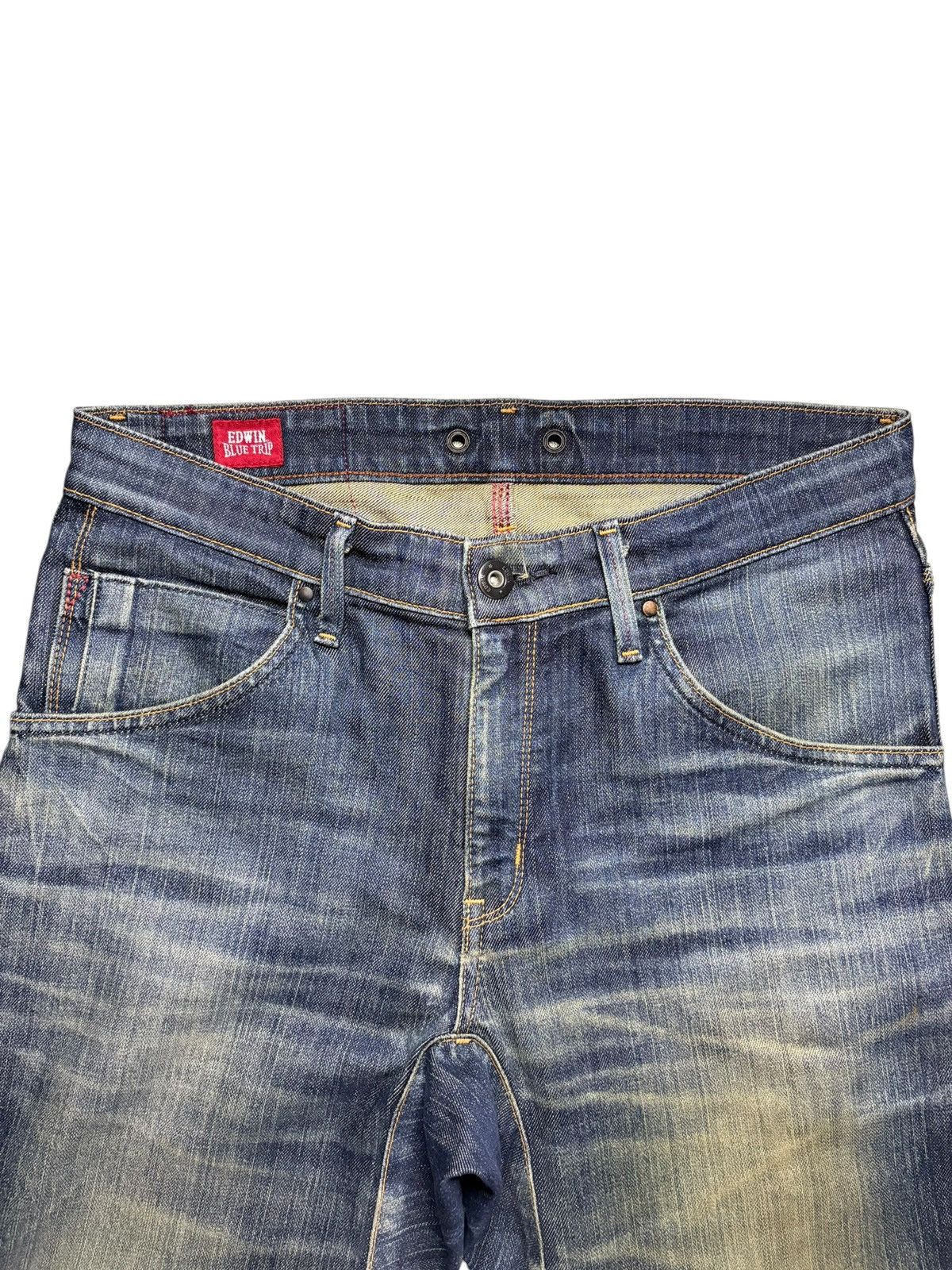 Edwin × Japanese Brand Vintage Edwin Blue Trip Rusty Mud Wash Distress Curve Jeans Size US 32 / EU 48 - 4 Thumbnail