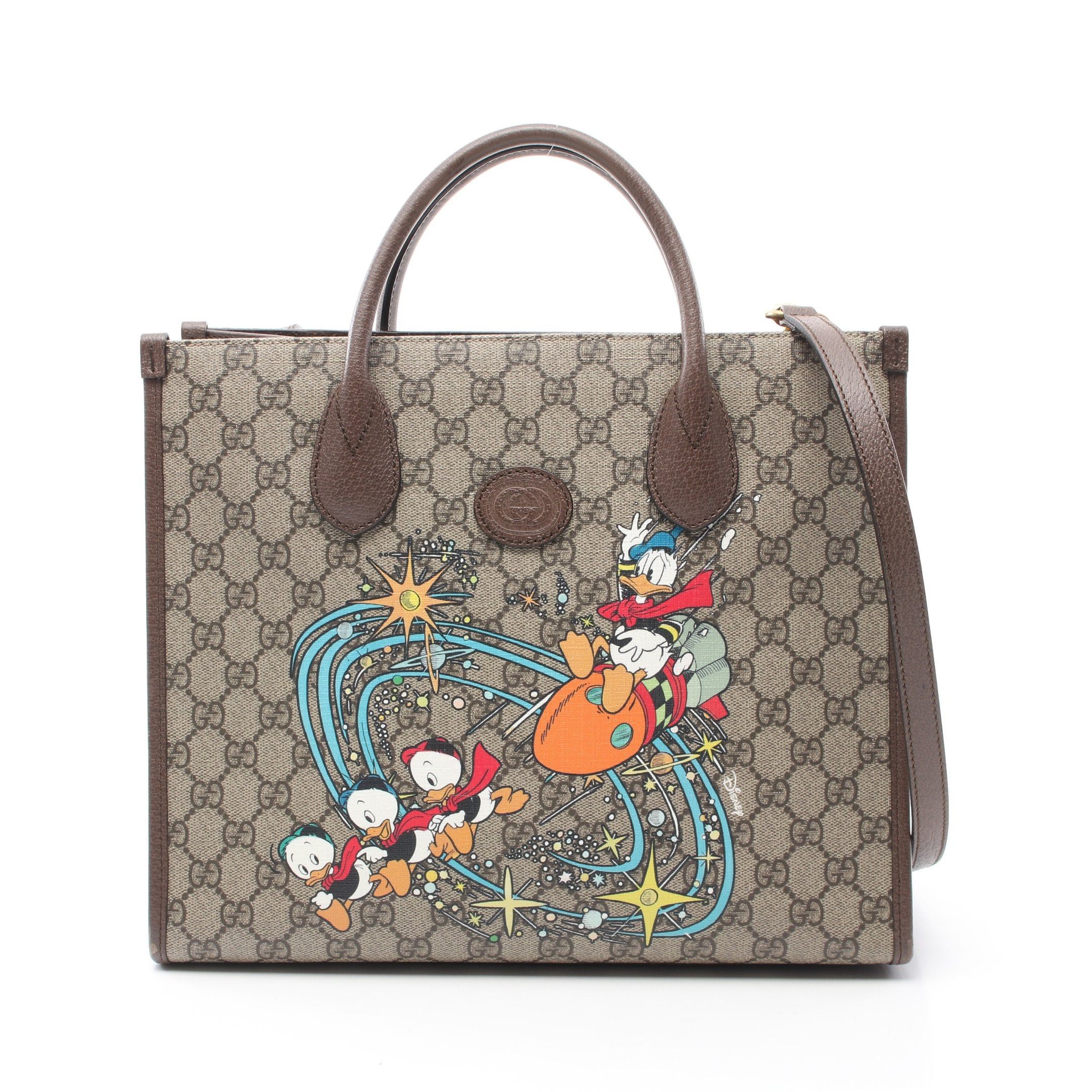 Gucci Gucci Gucci * Disney Donald Duck Gg Supreme Shoulder Bag Tote Leather Beige Multicolor Size ONE SIZE - 1 Thumbnail