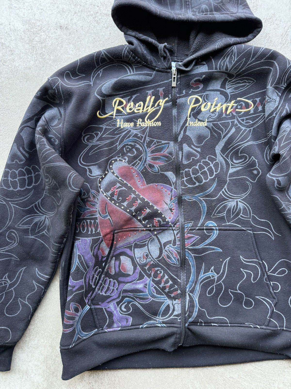 Christian Audigier Really Point Like Ed Hardy Drip Zip Hoodie Drip Rare Size US XL / EU 56 / 4 - 4 Thumbnail