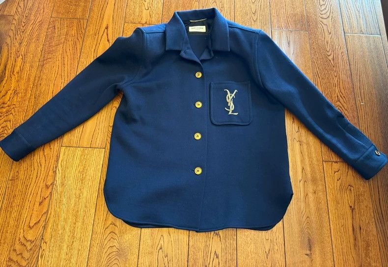 Saint Laurent Paris Saint Laurent Paris Embroidered logo navy jacket 2505-Nexta Size XS / US 0-2 / IT 36-38 - 1 Thumbnail